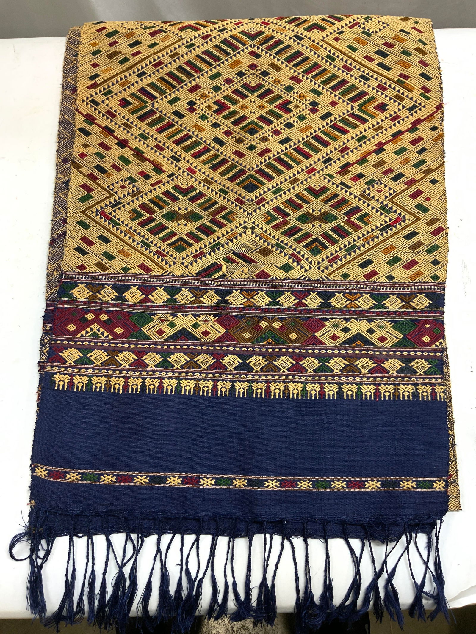 Vintage Asian Ceremonial Scarf Textile W Fringes (1 of 6)
