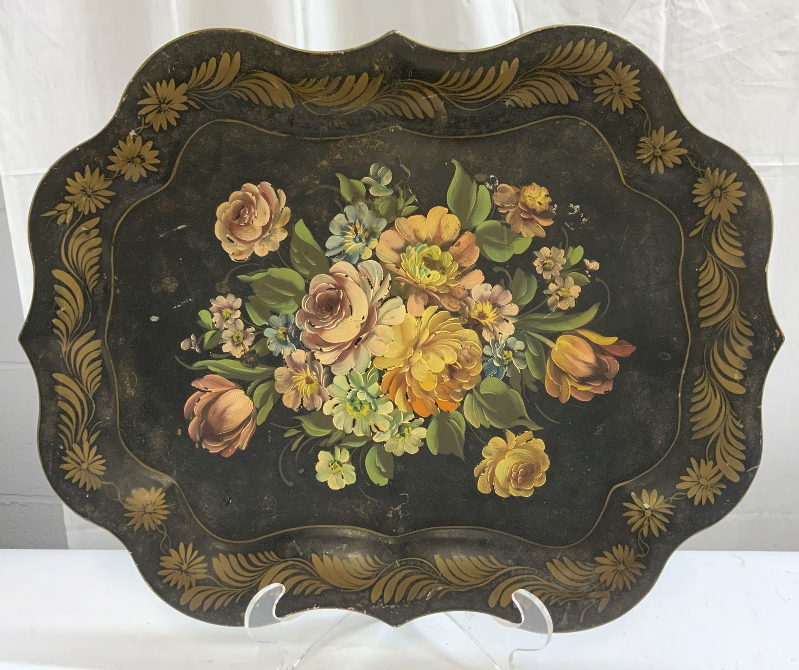 Vintage Hand Painted Rococo Style Toleware Tray (1 of 8)