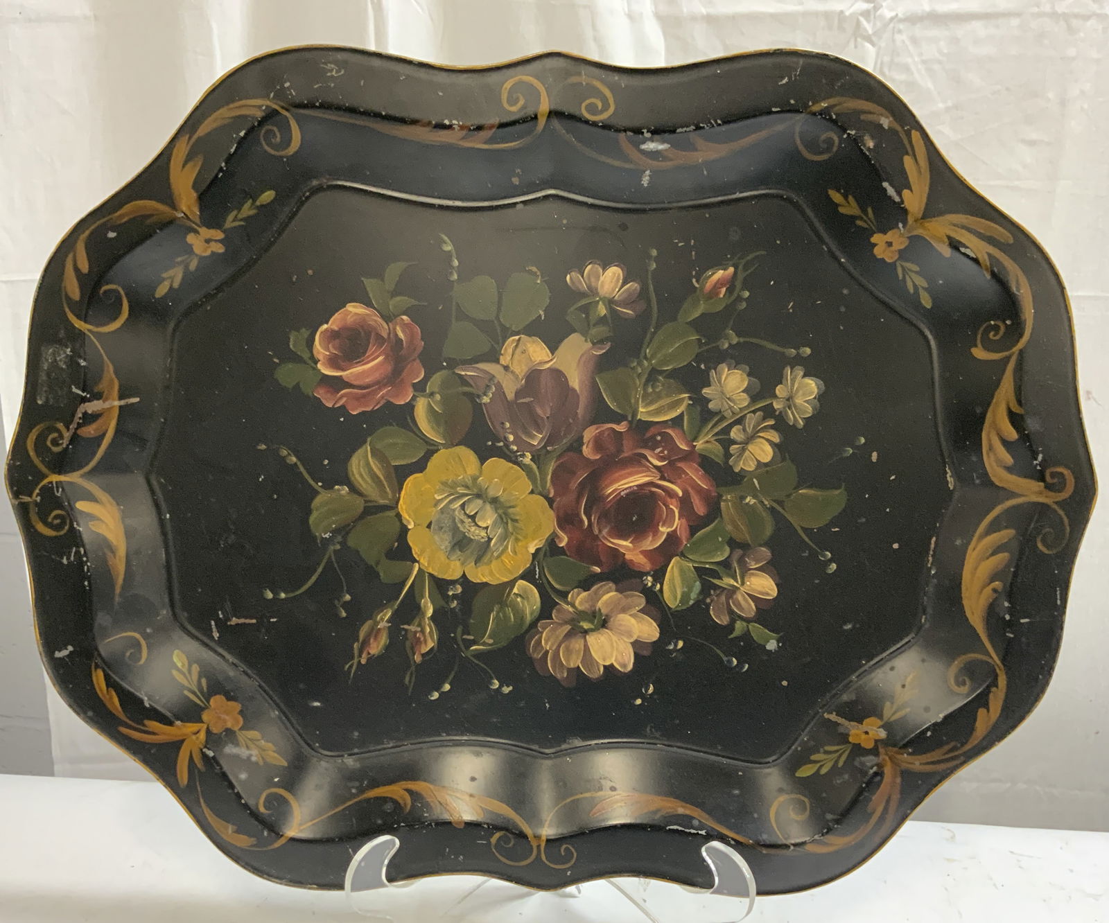 Vintage Hand Painted Rococo Style Toleware Tray (1 of 7)