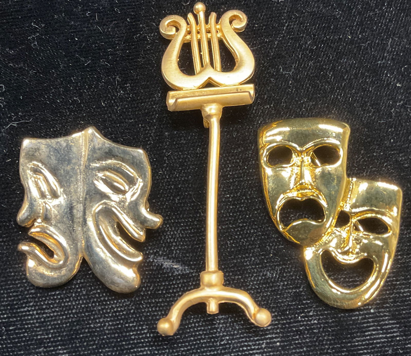 Lot 3 Kellner Gold Tn Venetian Mask Brooches + (1 of 8)