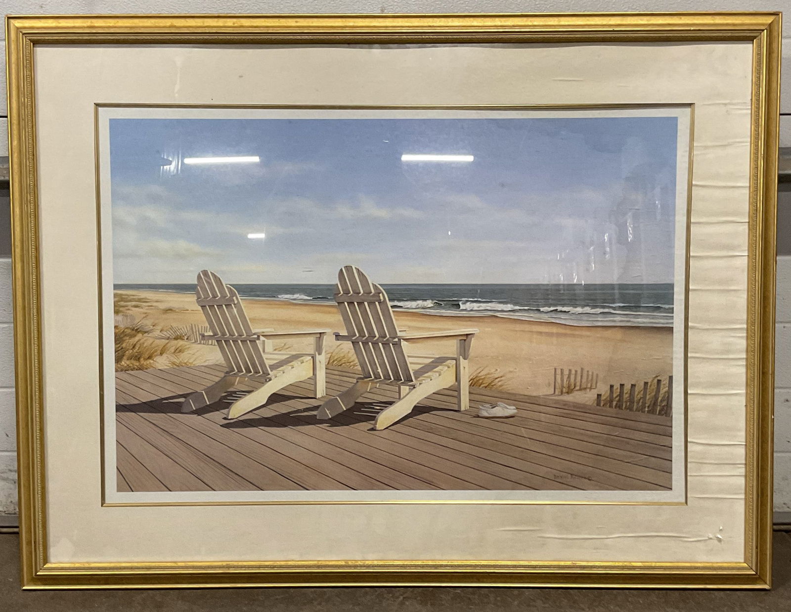 Framed Daniel Pollera Beach Scene Lithograph 41in (1 of 6)