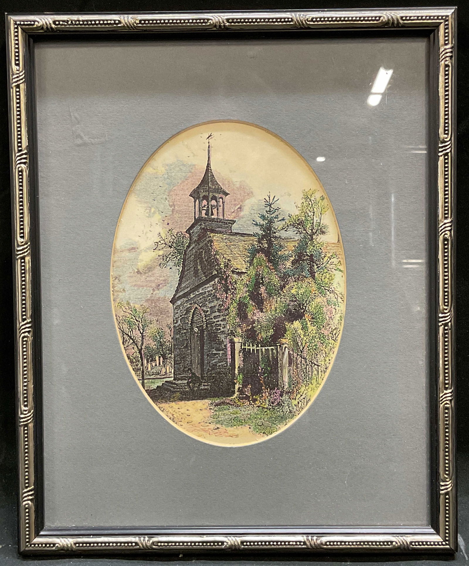 Framed Old Dutch Church New York Lithograph (1 of 6)