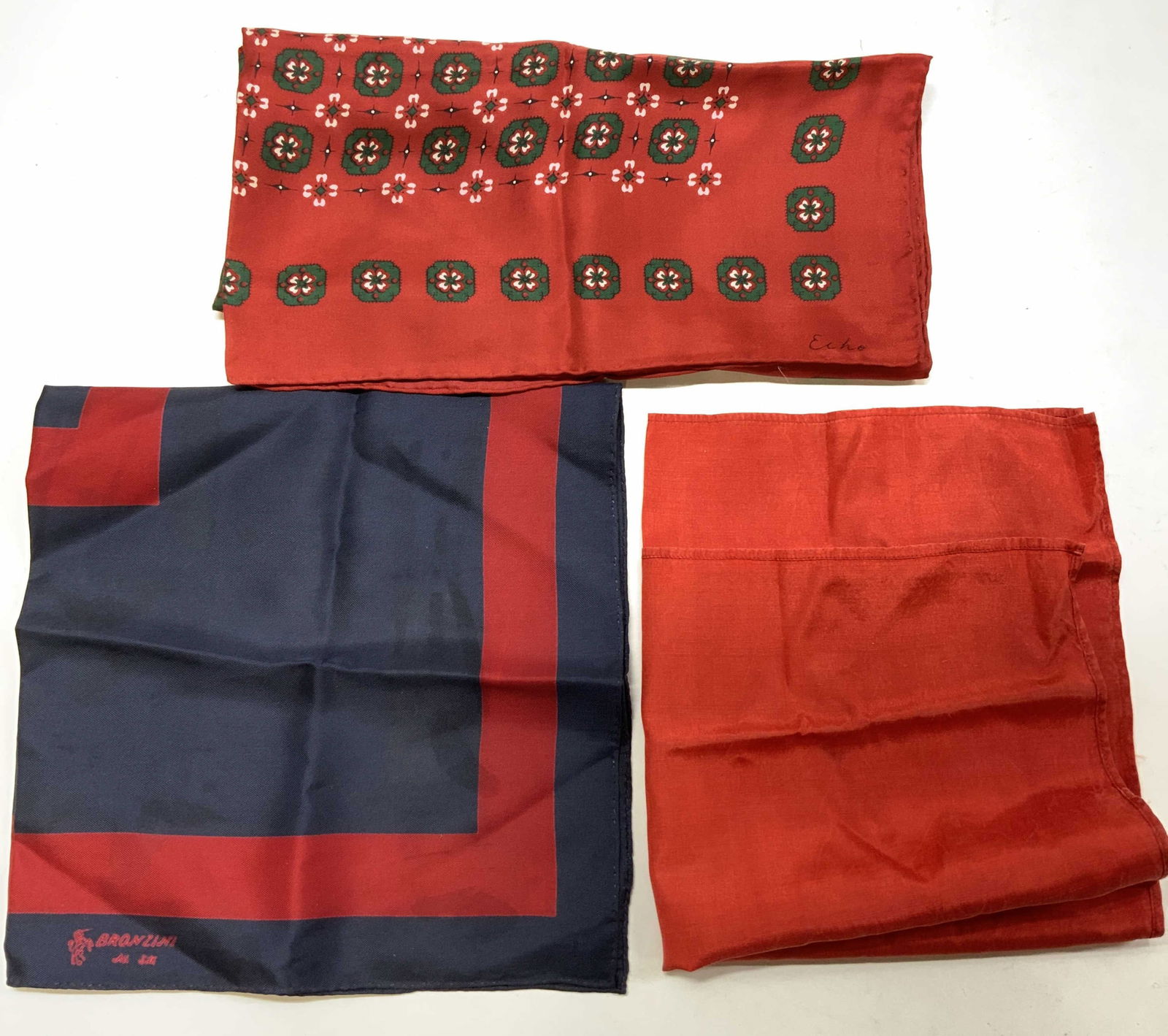 3 Assorted Red Geometric Silk Scarves BRONLINI+ (1 of 9)