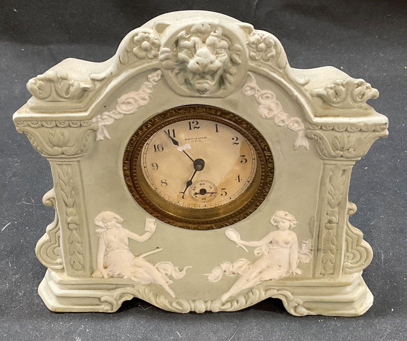 Antique Bisque Ceramic Mantle Clock (1 of 6)