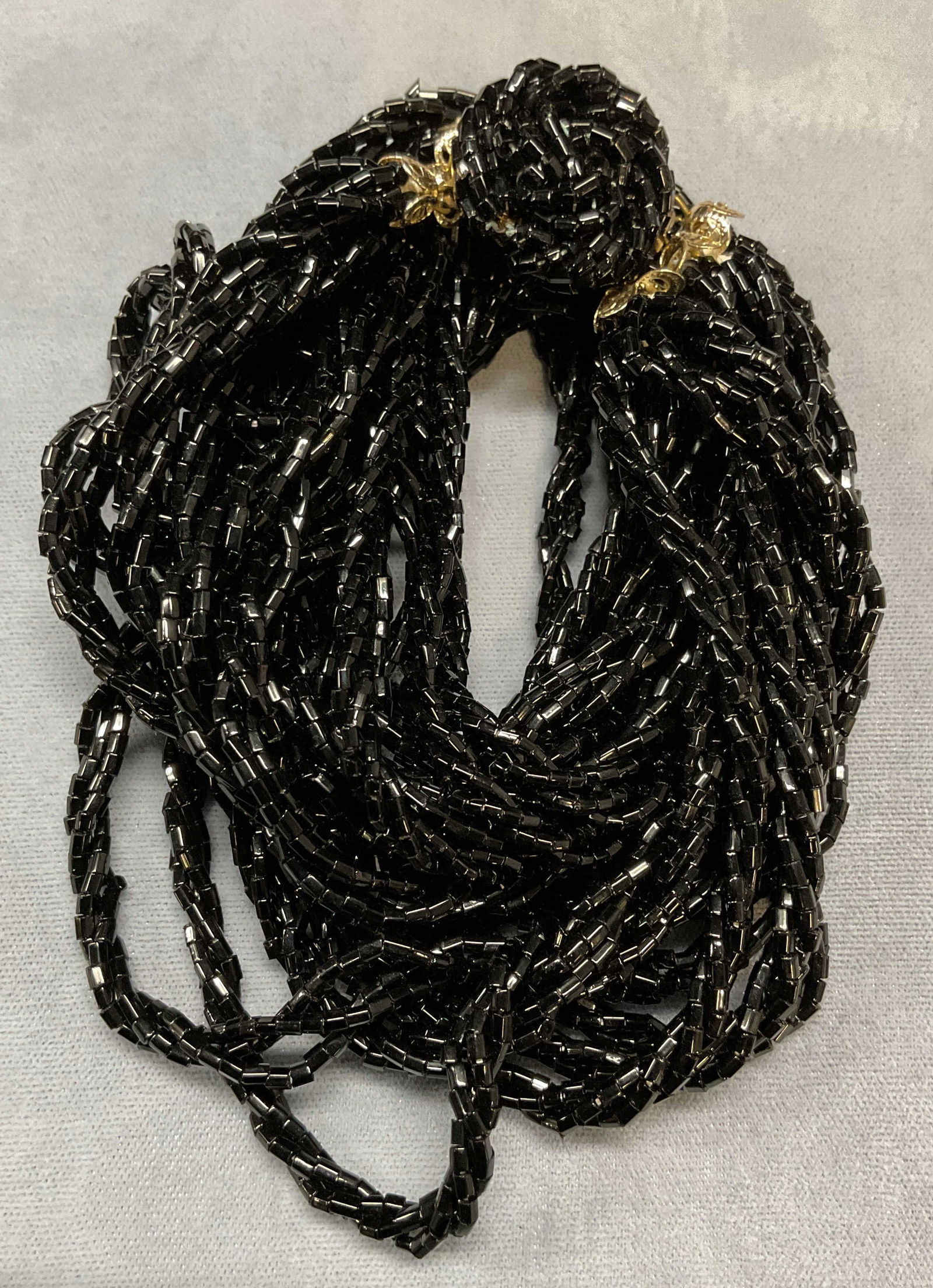 Vintage Black Beaded Multi Strand Necklace (1 of 6)