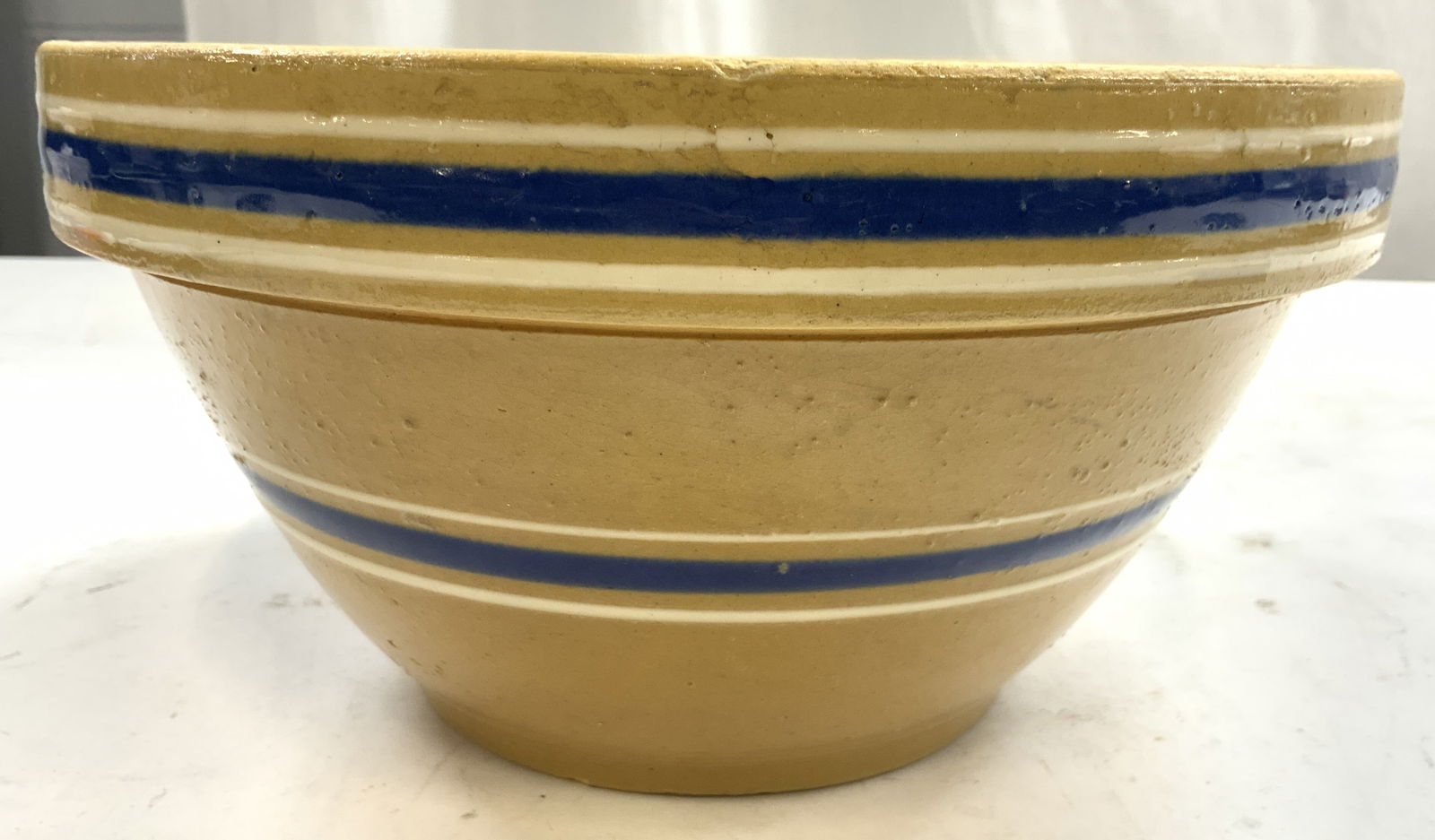Antq Yellow Ware Handmade Ceramic Bowl (1 of 8)