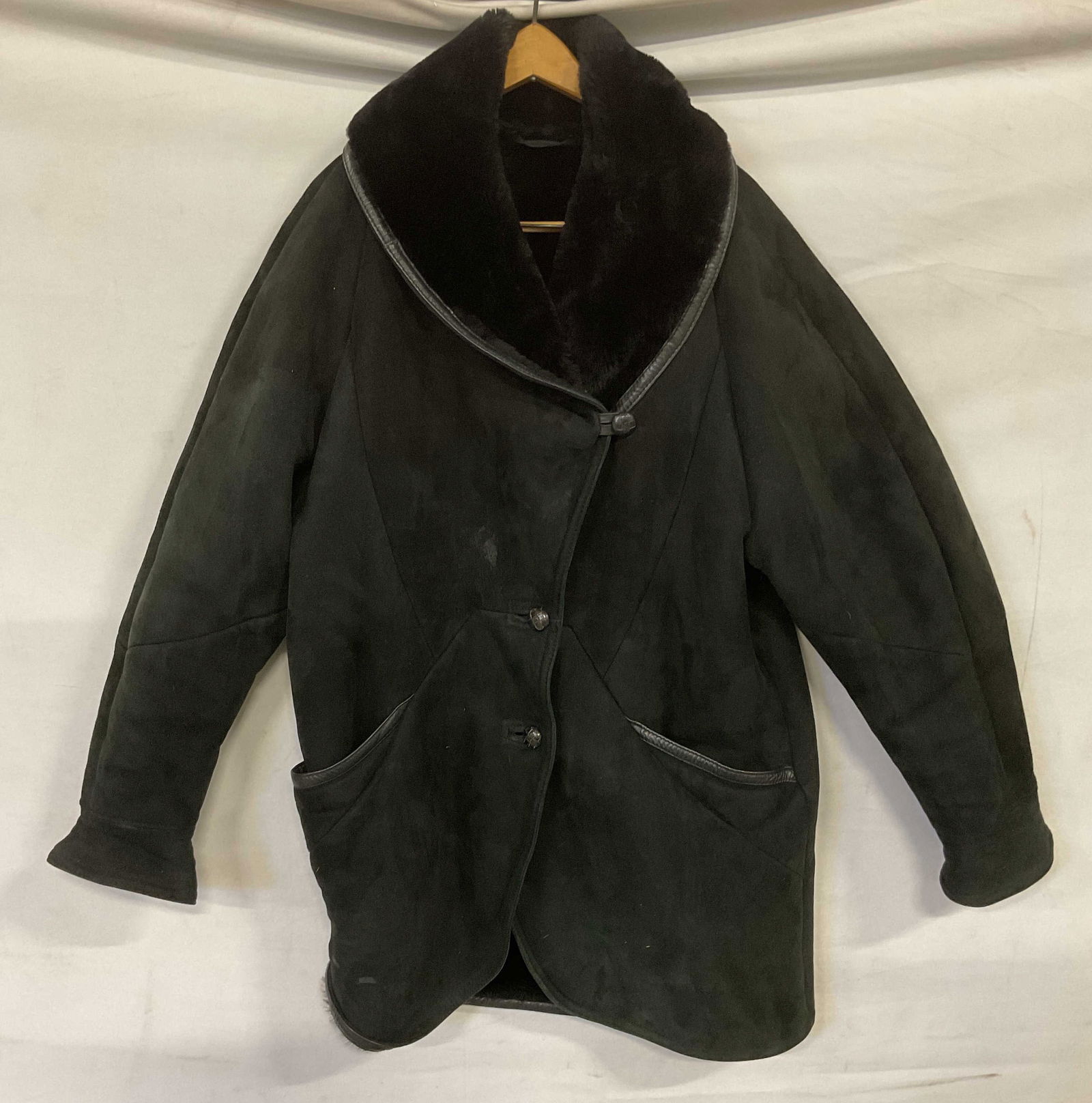 Black Suede Shearling Lined Jacket, Finland (1 of 6)