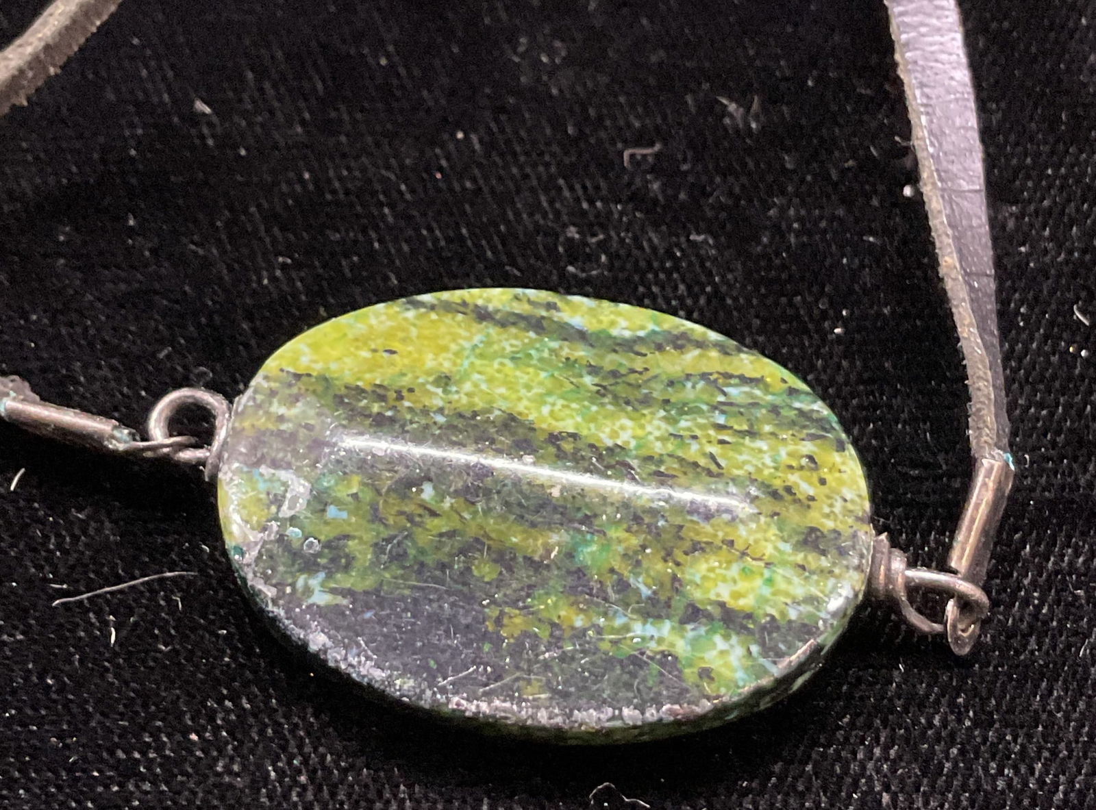 Vtg Green Turquoise Oval Gemstone Necklace (1 of 6)