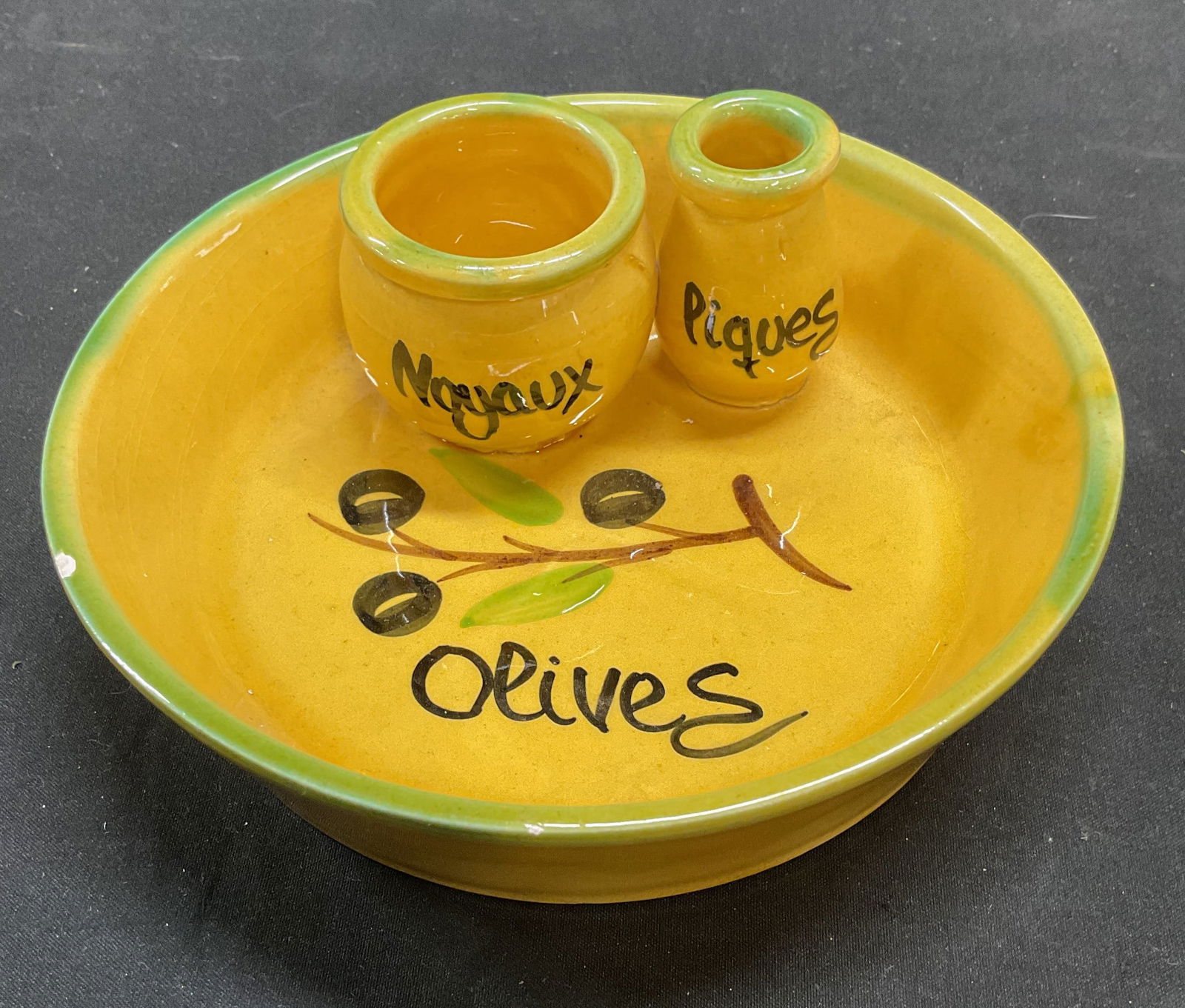 Vintage Yellow Ceramic Olive Serving Dish (1 of 6)