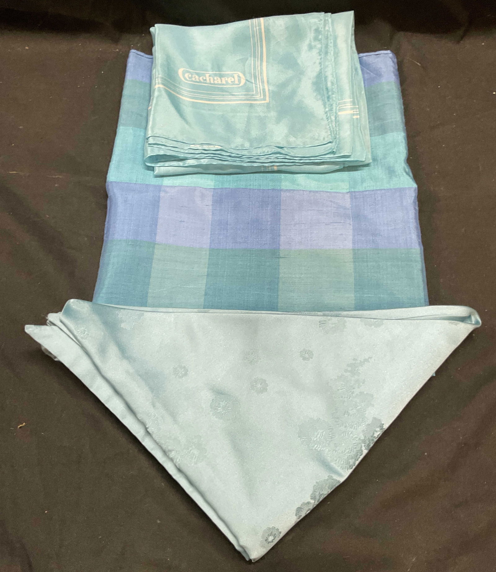 Lot 3 Thai Silk Co & More Blue Silk Scarves (1 of 6)