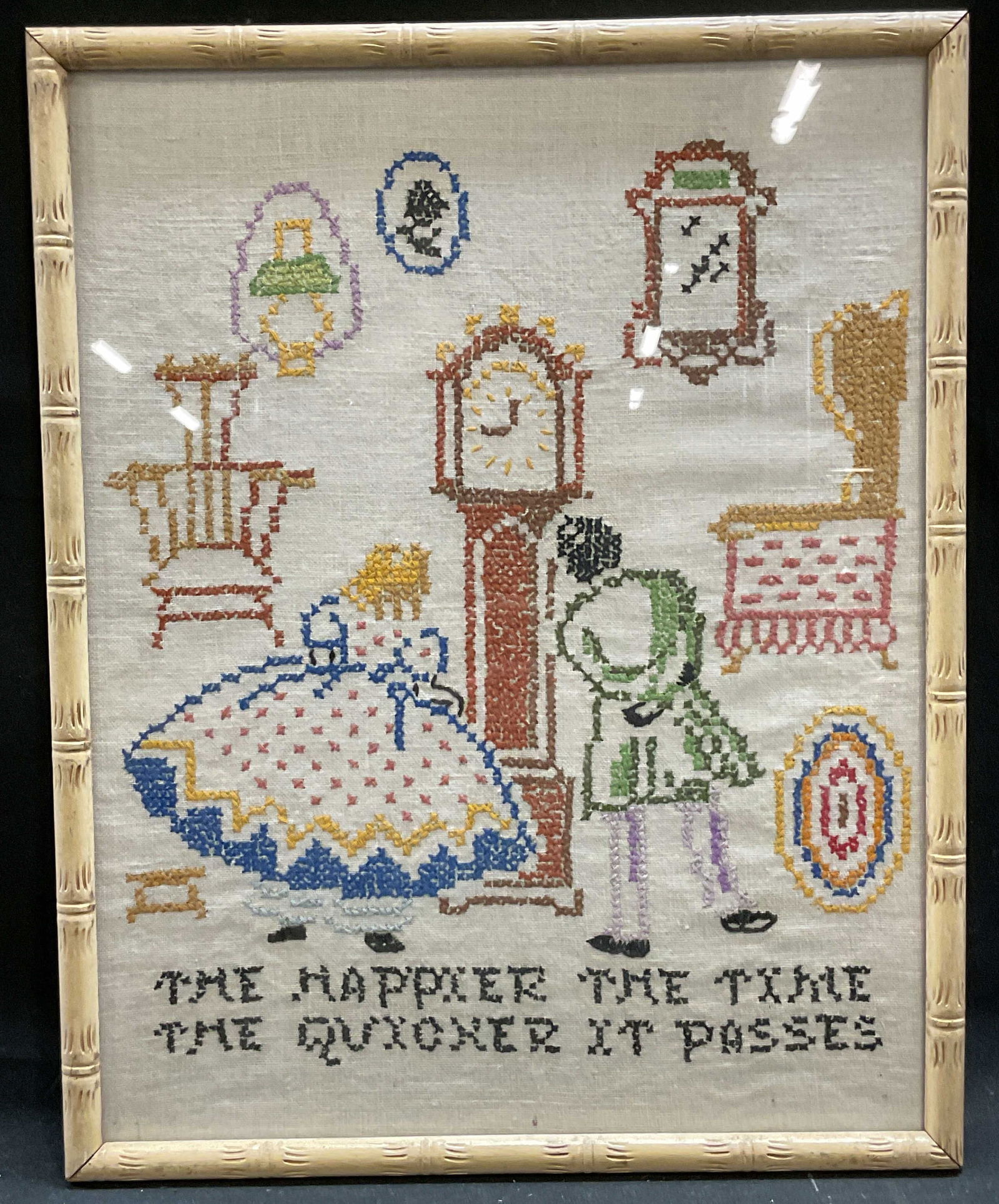 Framed Couple Happier Time Cross Stitch Sampler (1 of 6)