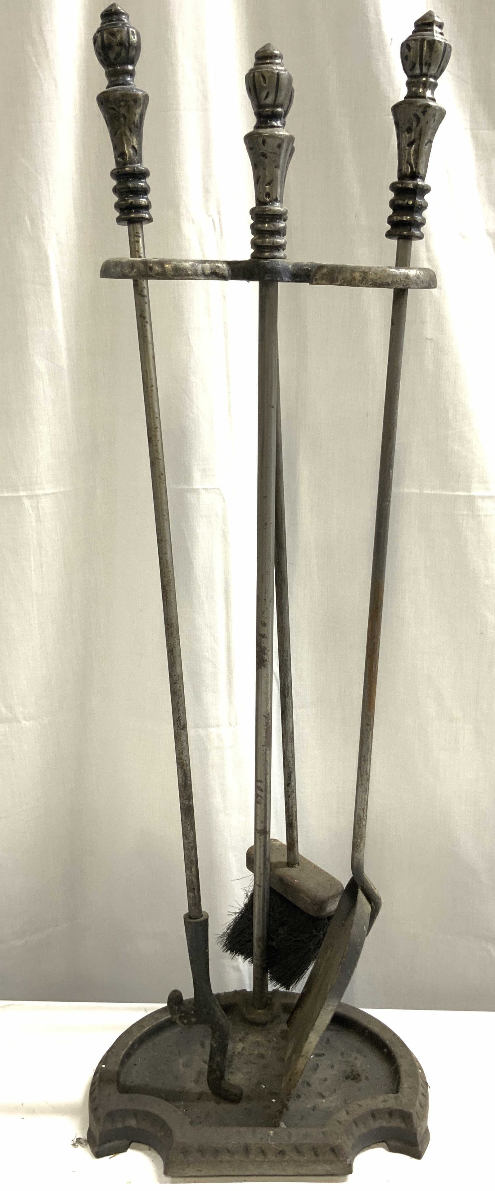 Set 4 Vintage Iron Fireplace Tools & Stand (1 of 7)