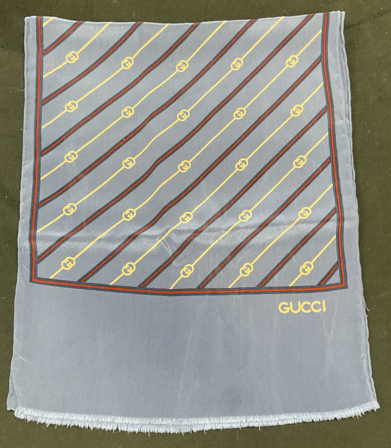 Vintage Gucci Blue Monogram Print Silk Scarf (1 of 6)