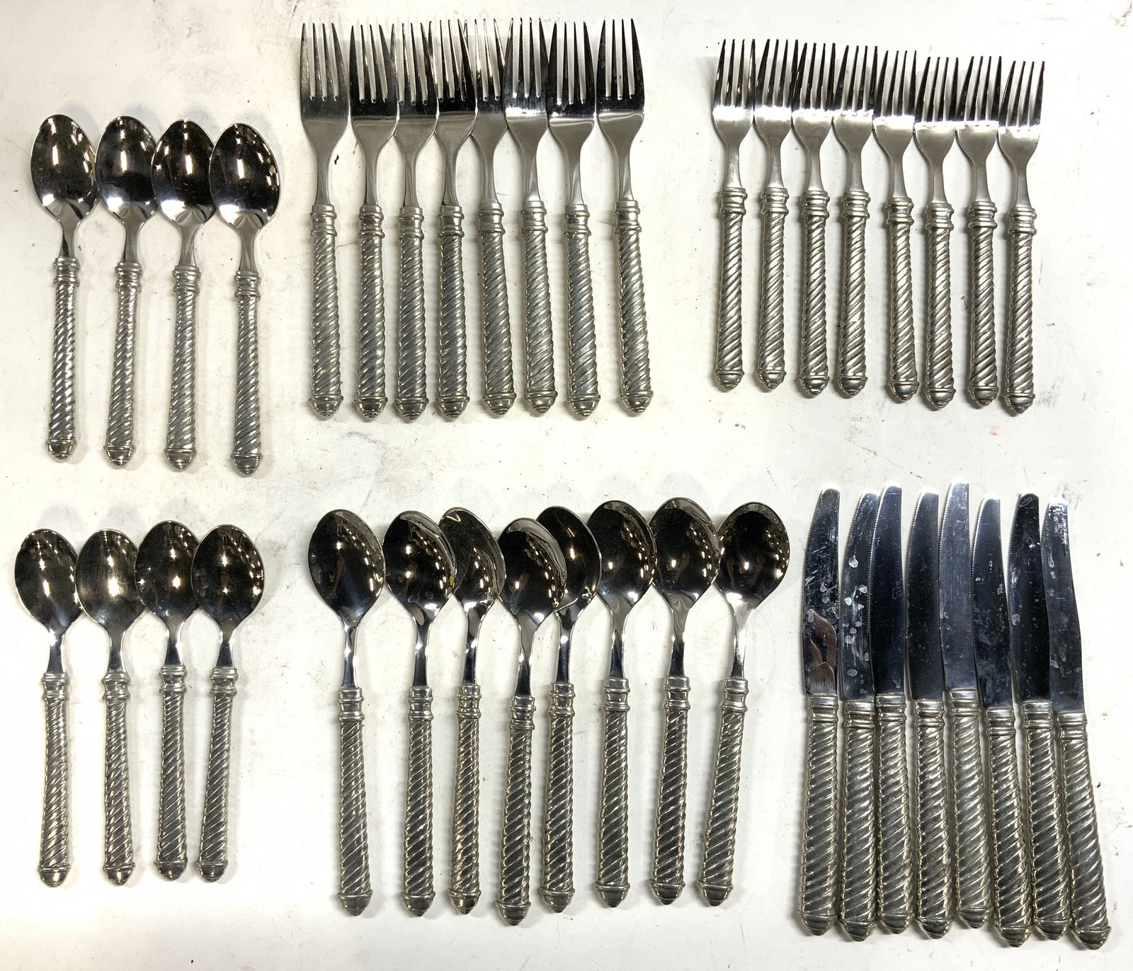 PIERRE DEUX Vtg Set 40 95% Pewter Silverware (1 of 8)