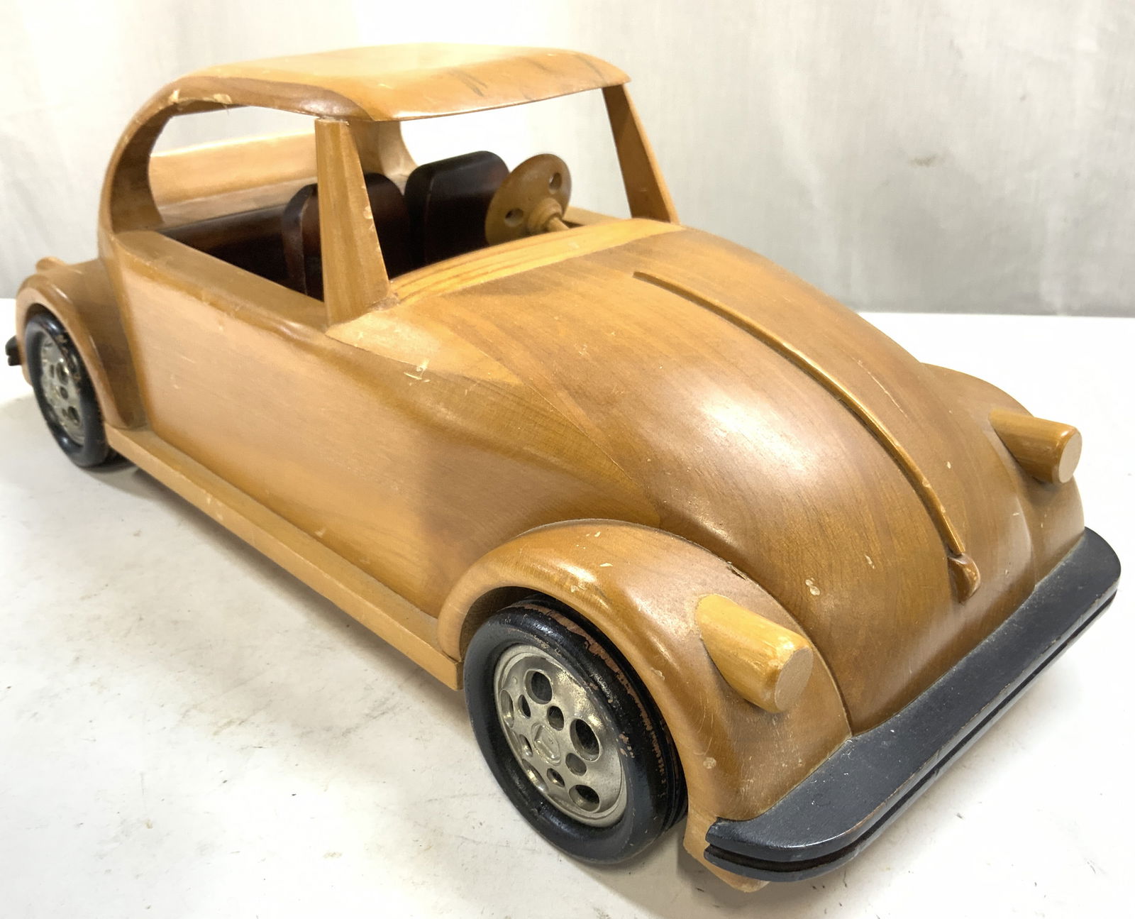 Vintage Hand Crafted Wooden Volkswagen Beetle (1 of 8)