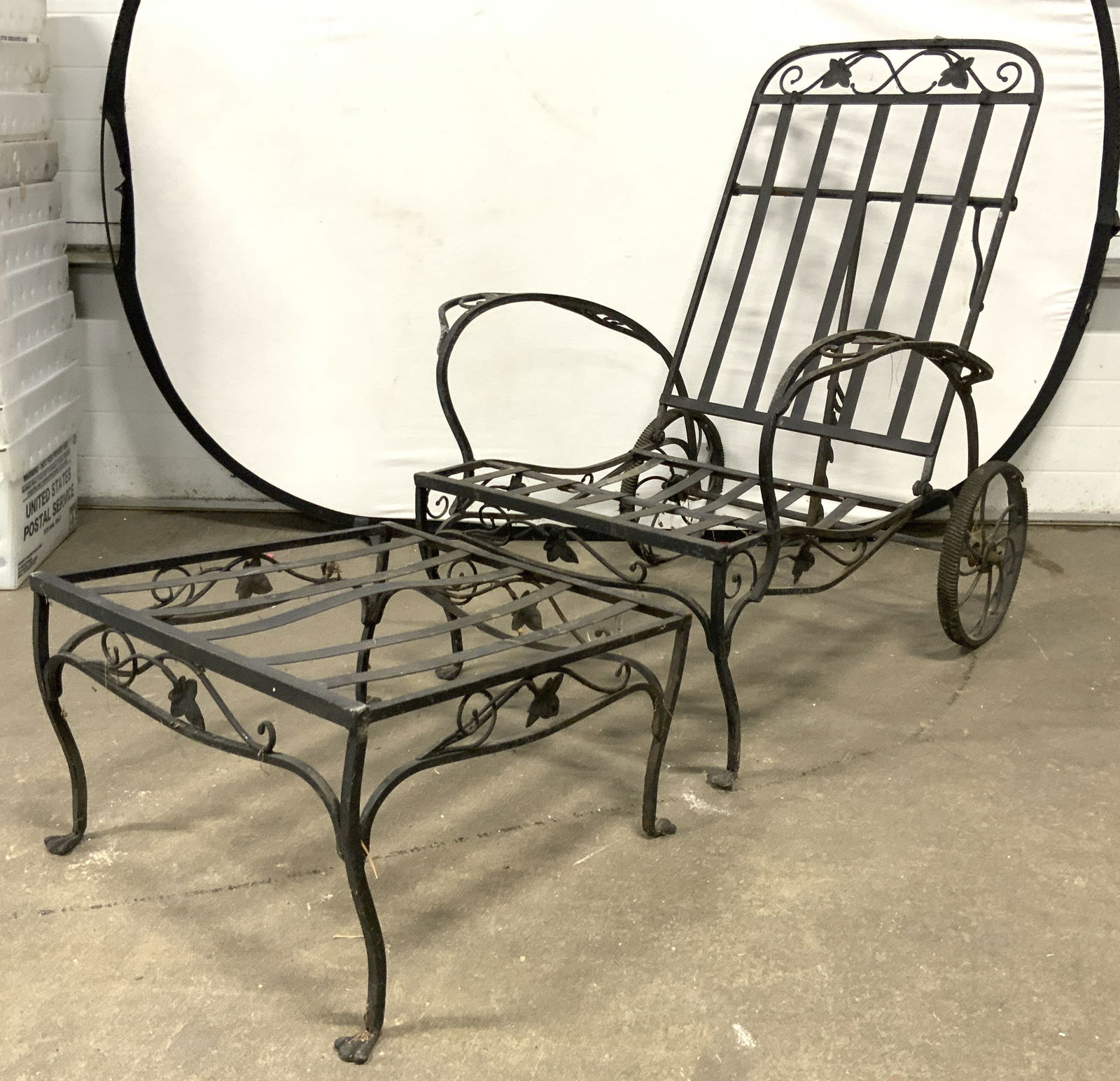 Set 2 Black Outdoor Iron Chair & Footrest (1 of 8)