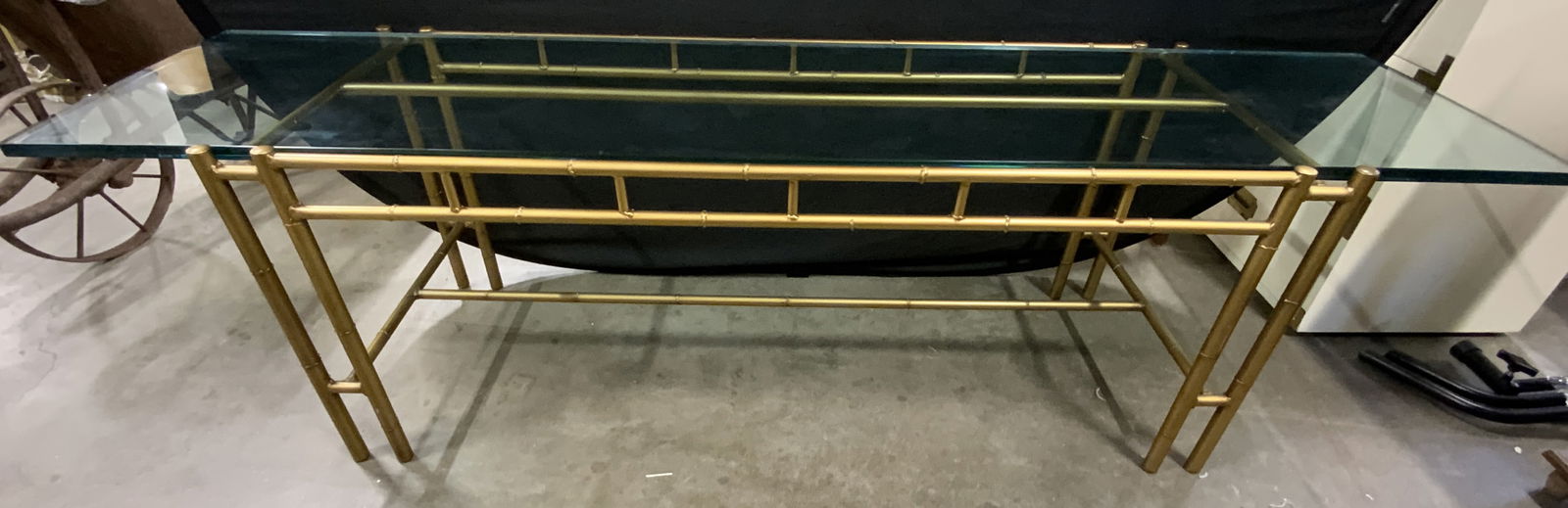 Vintage Glass Top Gilt Metal Coffee Table (1 of 8)