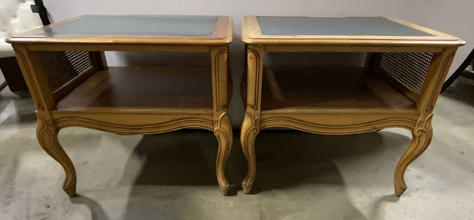 Pr Vtg French Provincial Crvd Wood Caned Side Tbls (1 of 9)