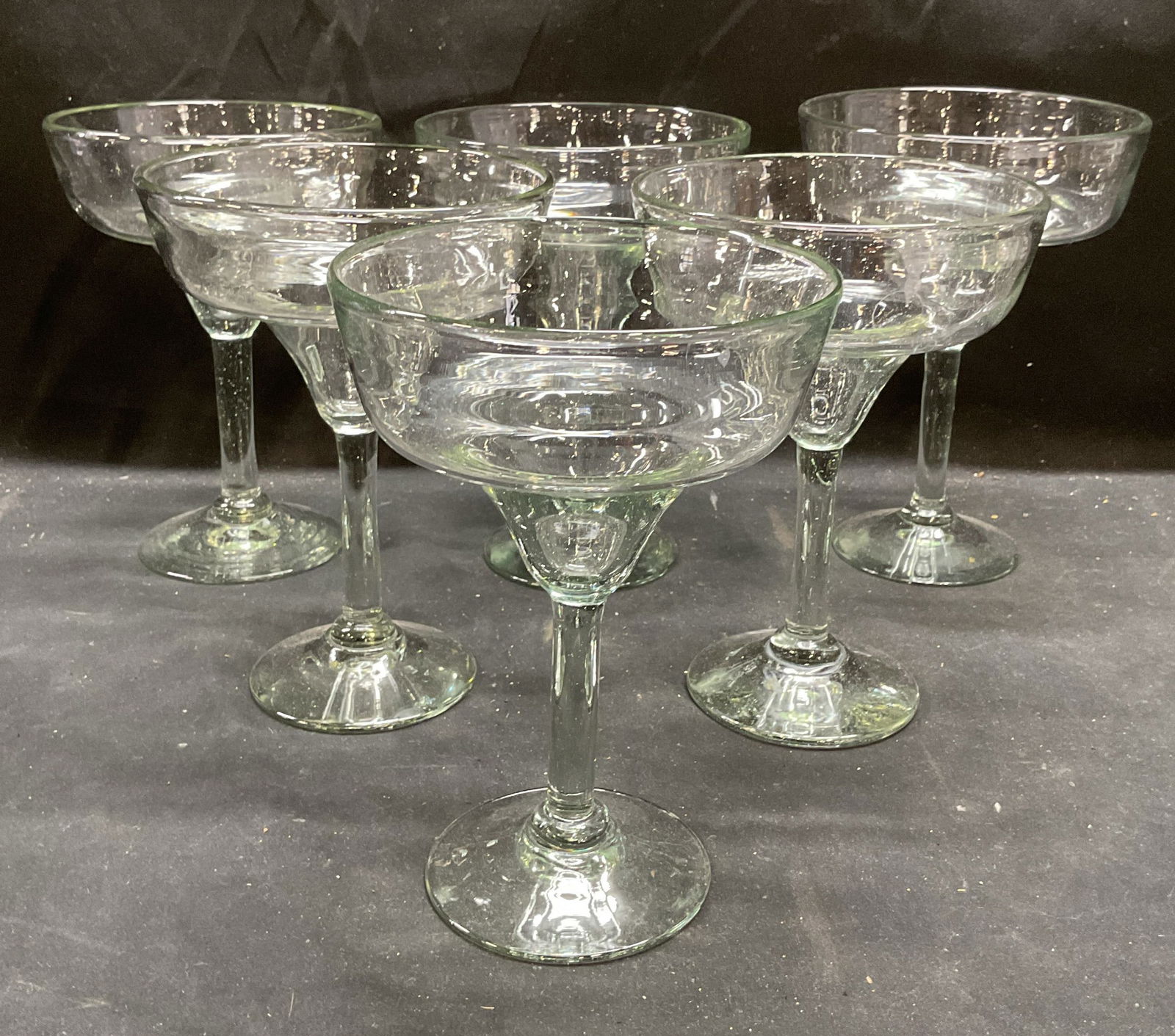 Set 6 Margarita Glasses: Set of 6 margarita glasses. Measures approx 5 x 7 inches. Some scratching. Margarita glasses, Barware, bar accessories, tableware, table accessories, homewares, home accessories, 10 cs