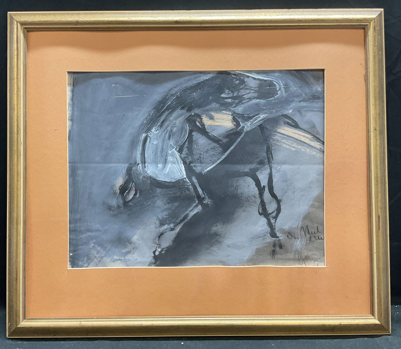 Framed Signed Abstract Horse Painting 26in (1 of 6)