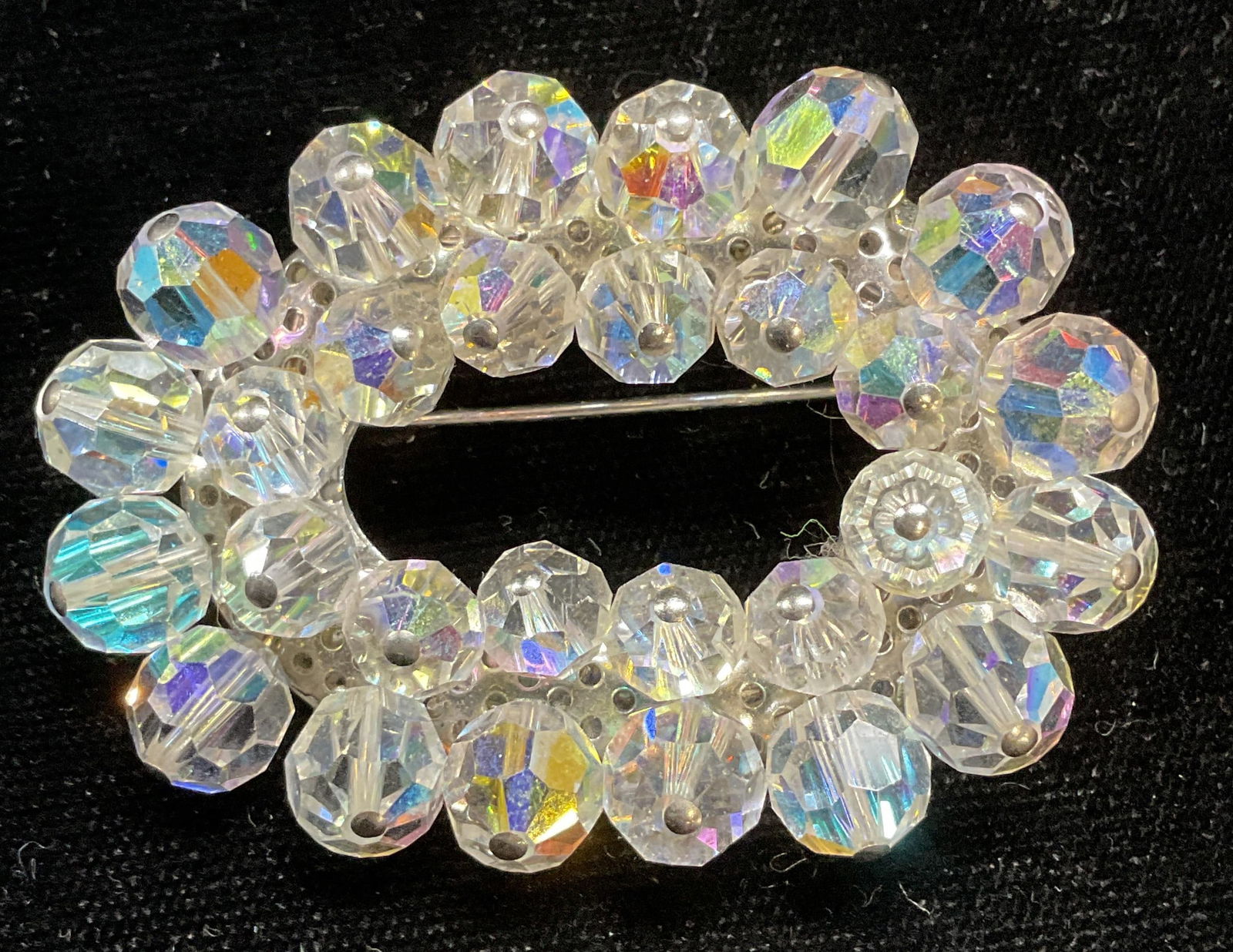 Vintage Lucite Crystal Beaded Oval Brooch (1 of 6)