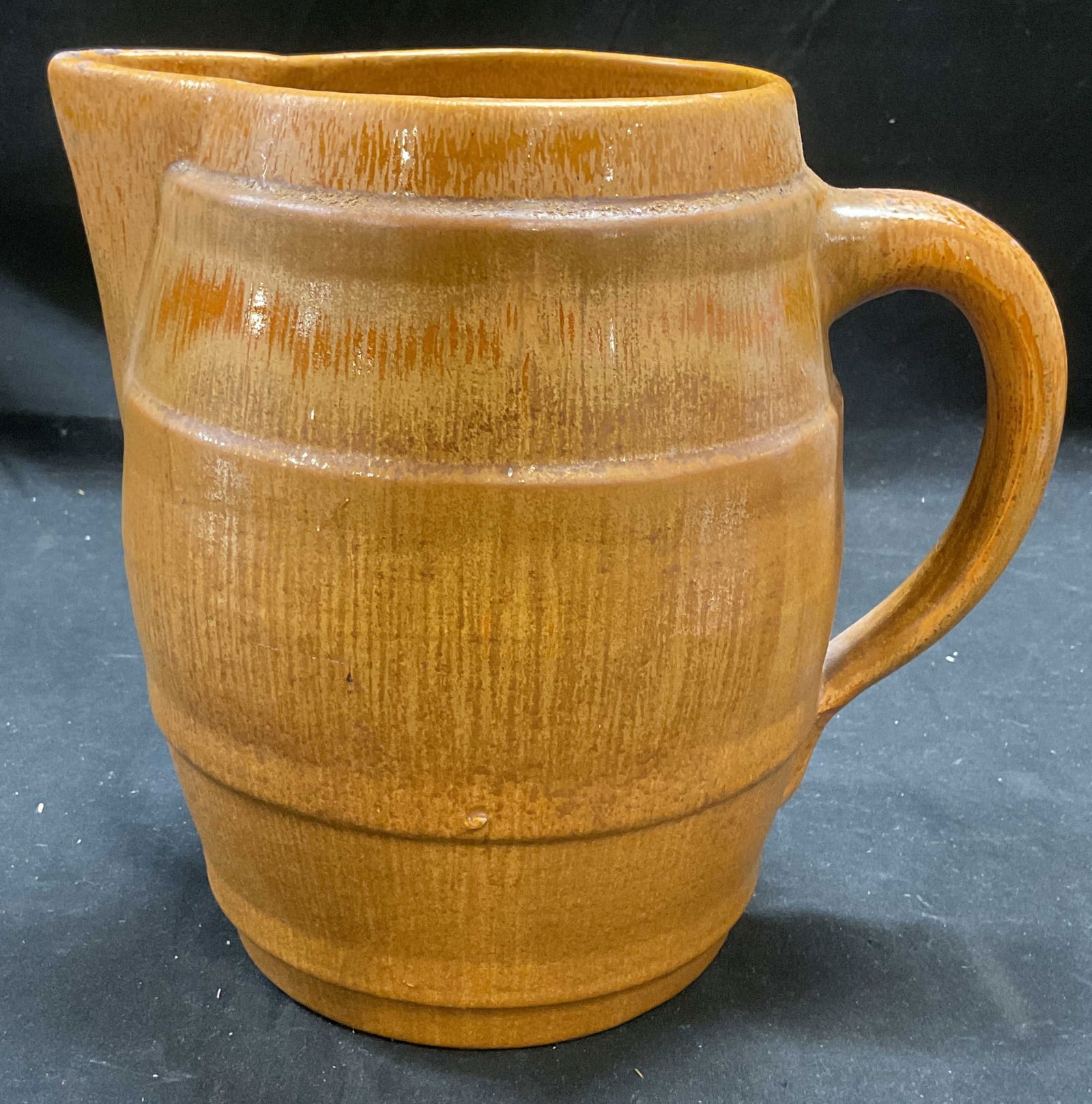 Vintage Handmade Tan Salt Glaze Pottery Pitcher (1 of 6)