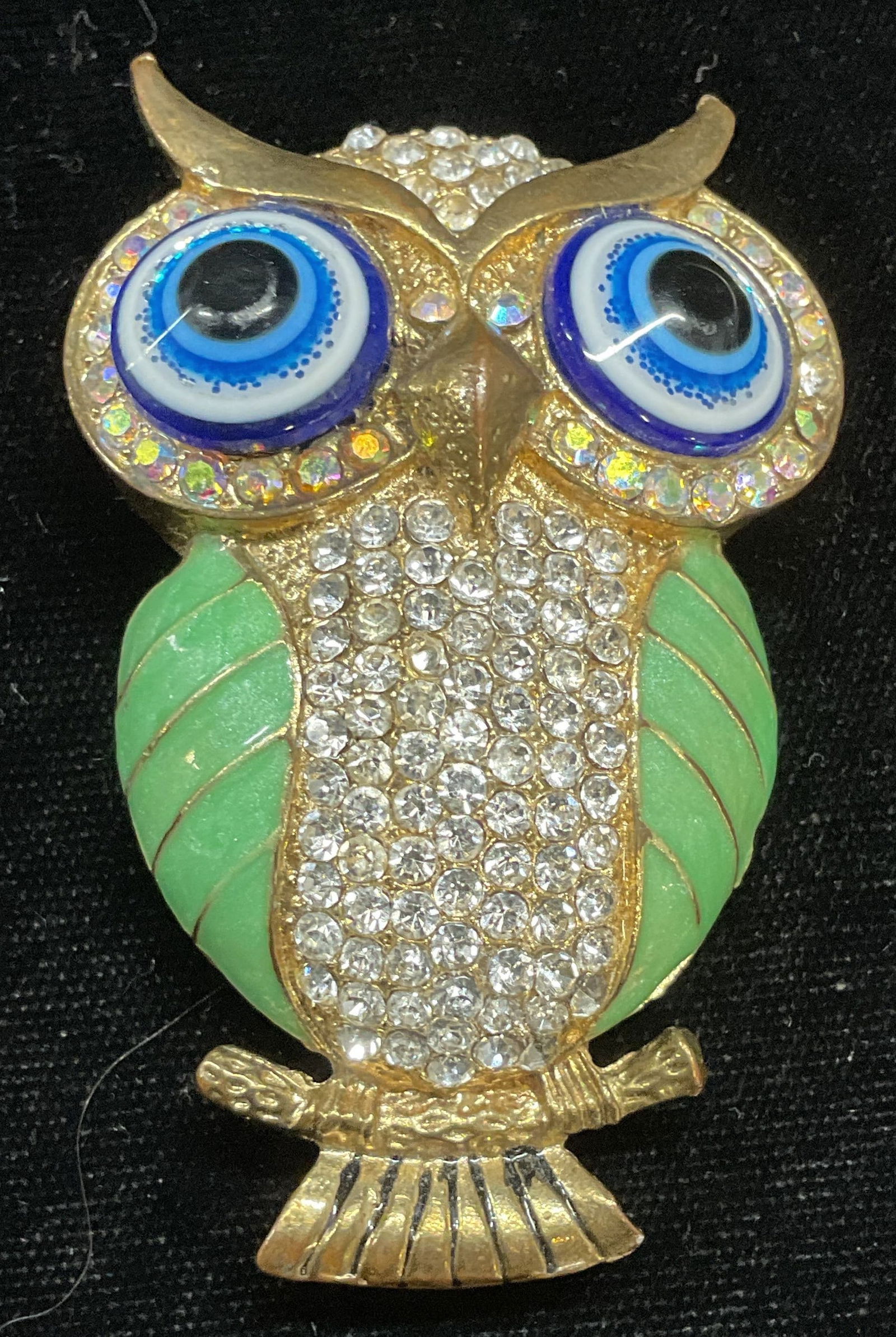 Gold Tone Enamel Crystal Owl Figural Pendant (1 of 6)