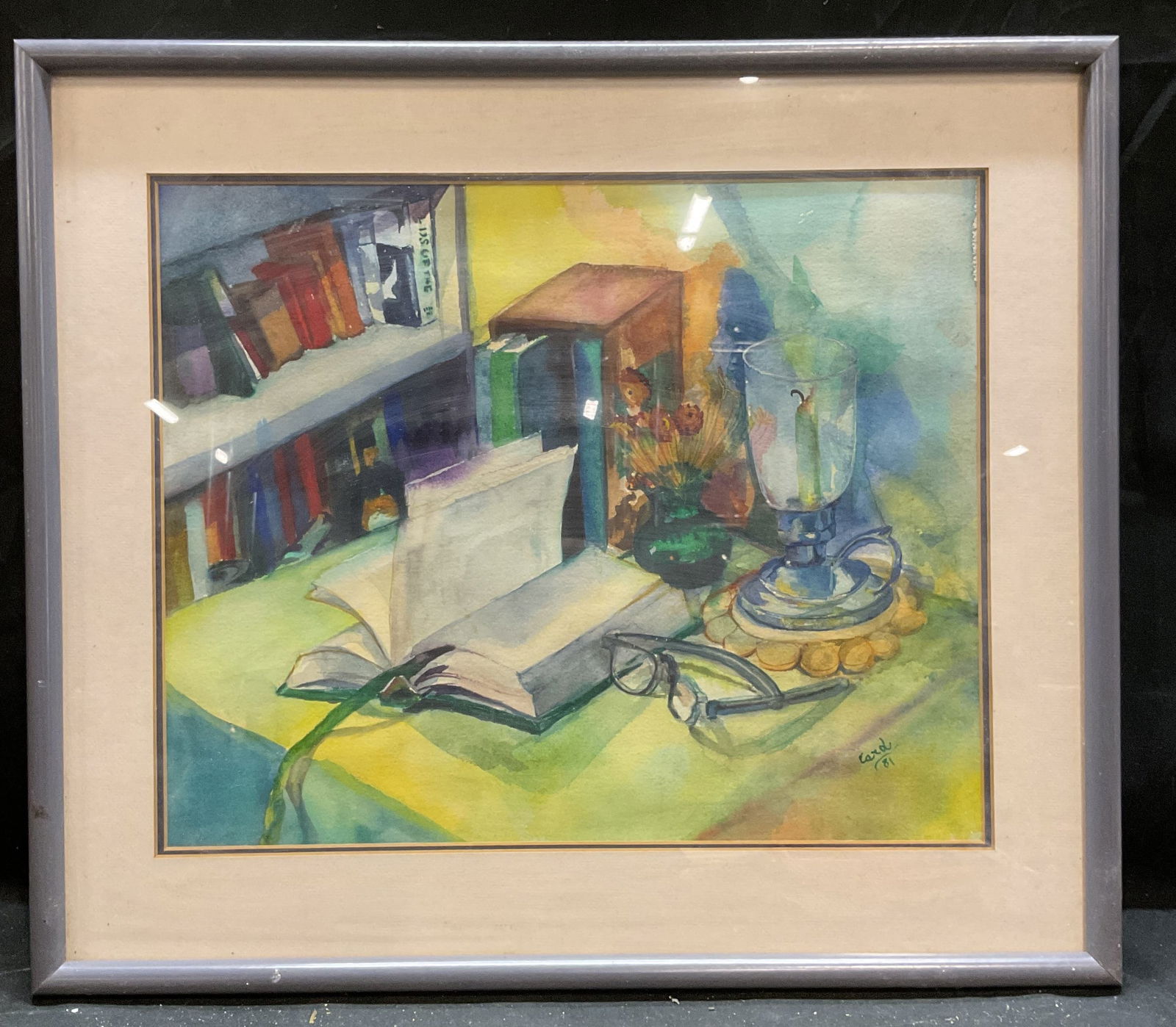 Signed Card Still Life Book Watercolor Painting (1 of 6)