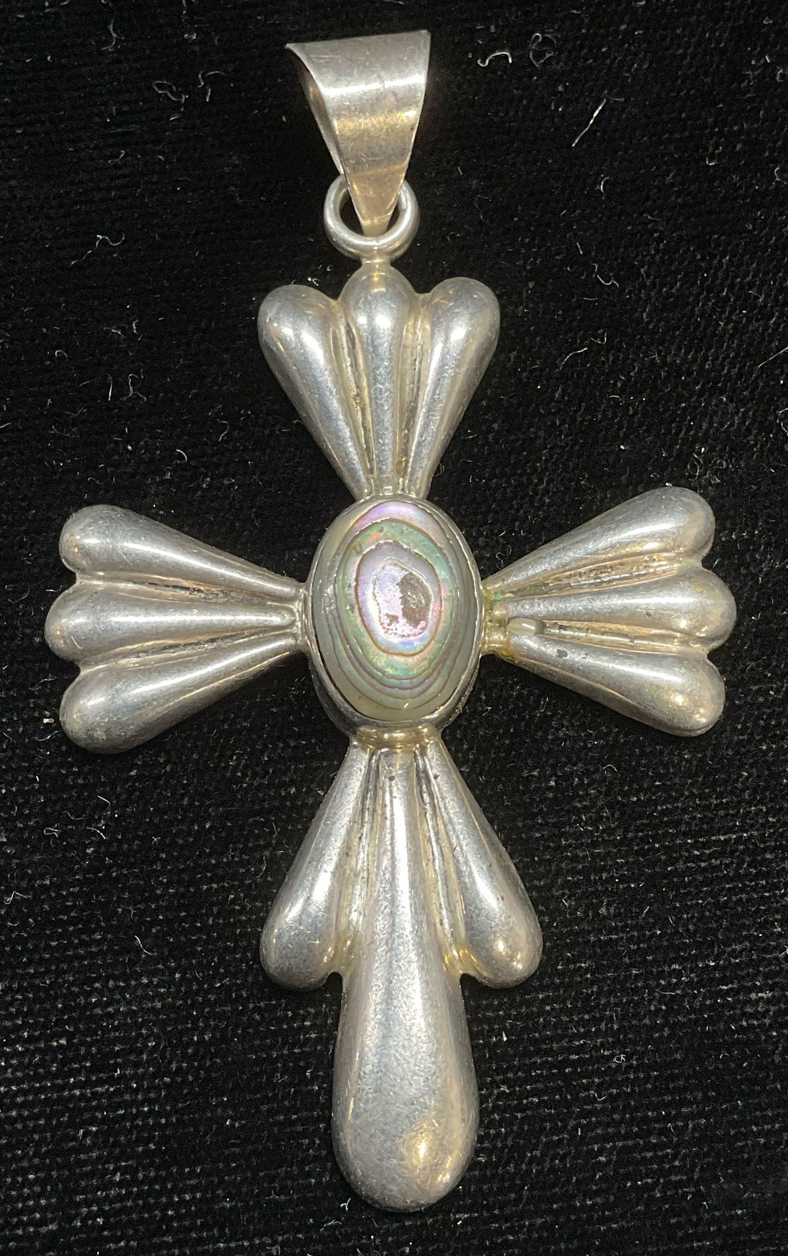 Sterling Silver Abalone Cross Pendant, Mexico (1 of 6)