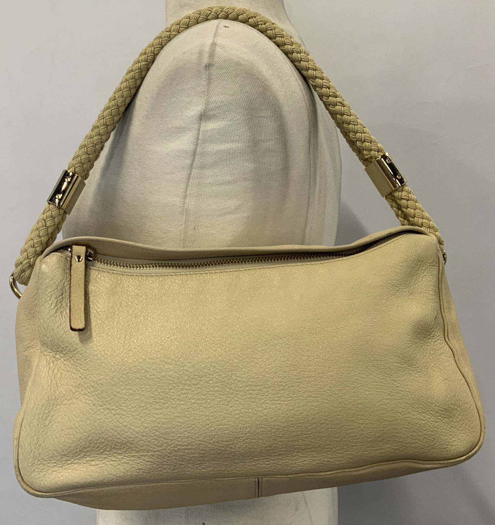 Vntg Kate Spade NY Leather & Rope Shoulder Bag (1 of 7)