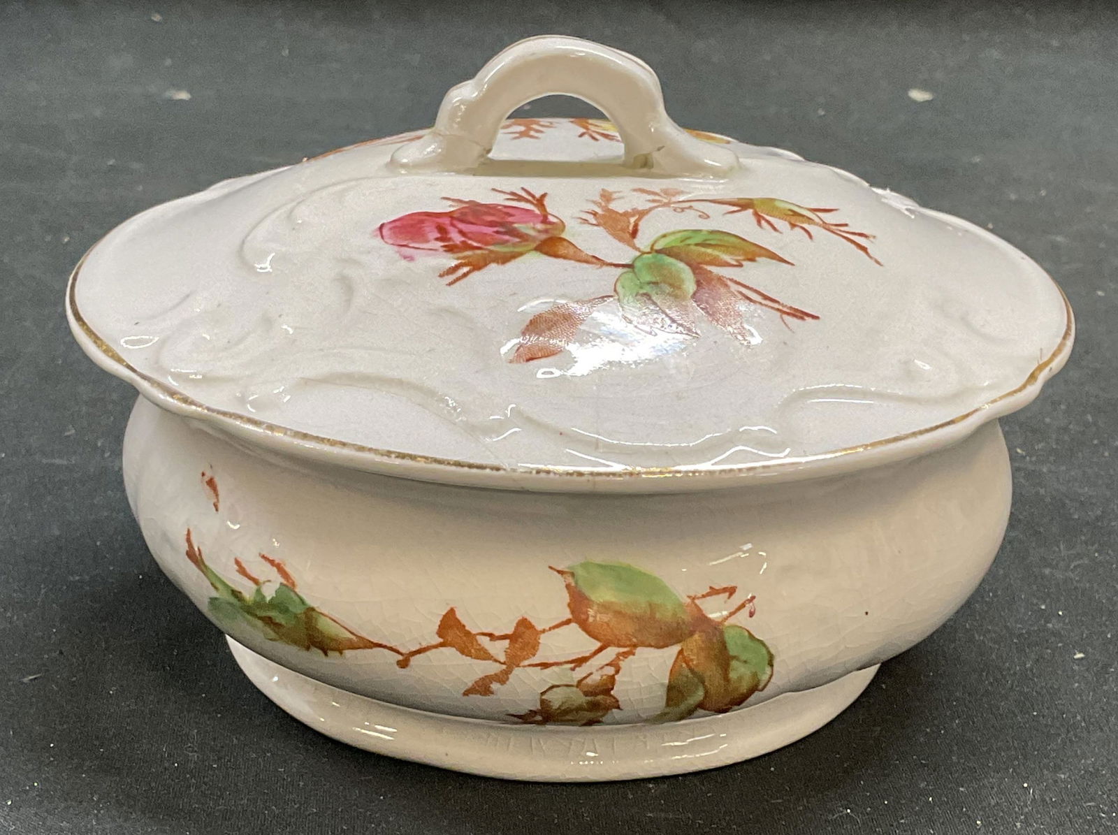 Vintage Floral Ceramic Covered Bowl (1 of 6)