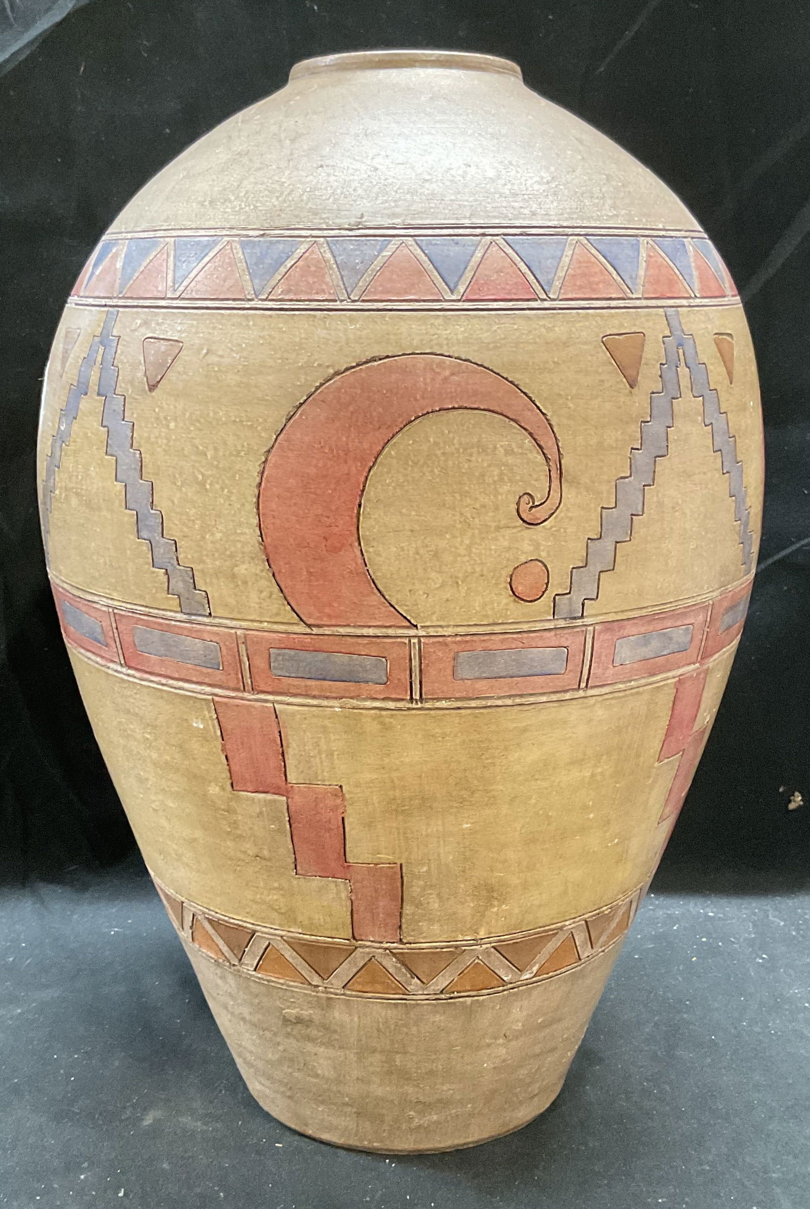 Aztec Style Ceramic Vase Vessel, 15 In T (1 of 6)
