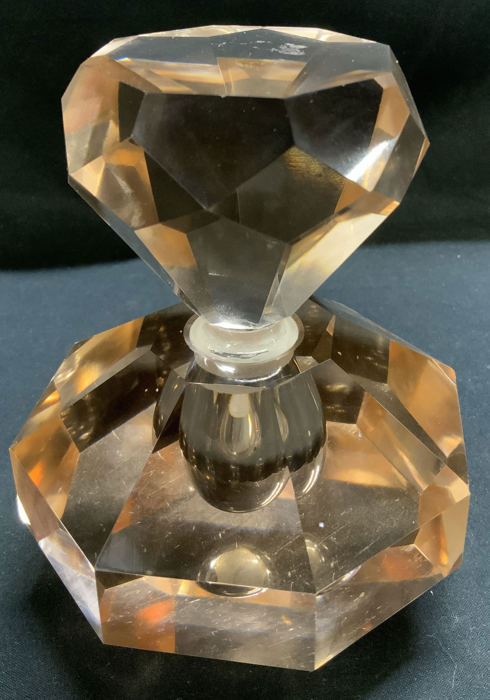 Vntg Faceted Light Pink Glass Perfume Bottle (1 of 6)