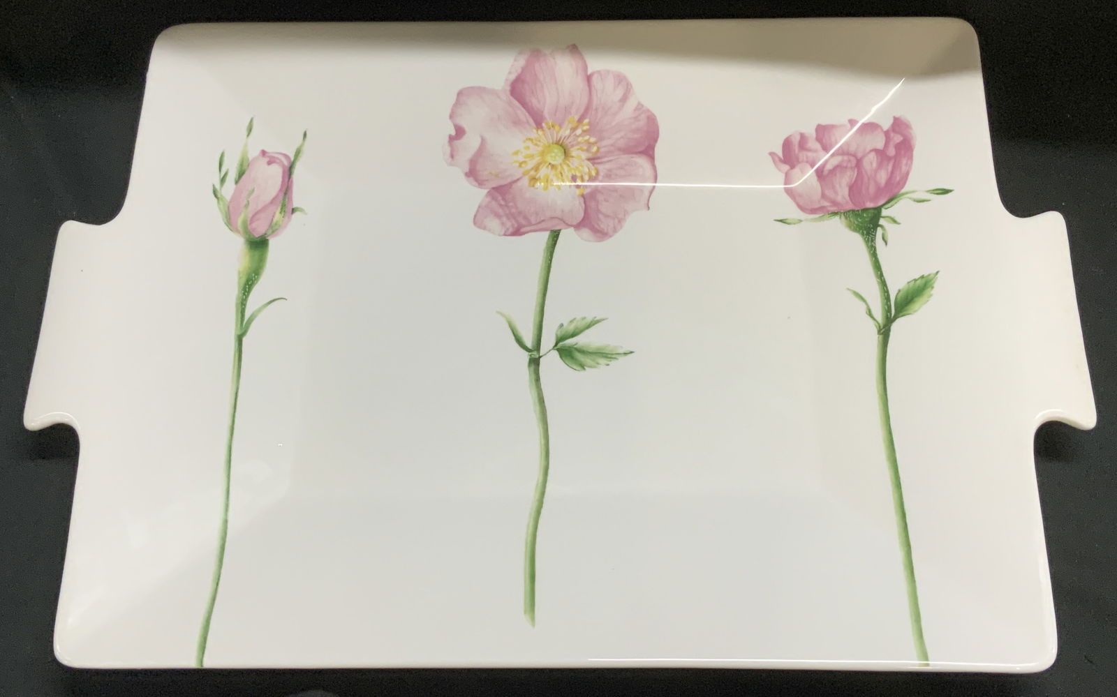 Vntg Pink Floral Rectangular Serving Tray (1 of 6)
