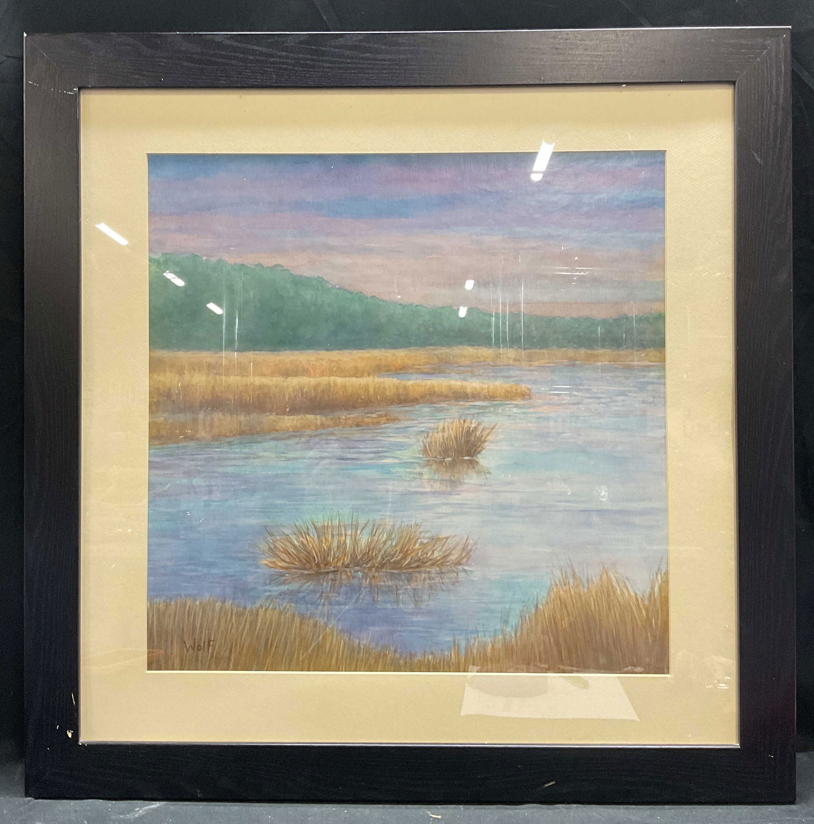 Framed Signed Wolf Marsh Landscape Lithograph 27in (1 of 6)