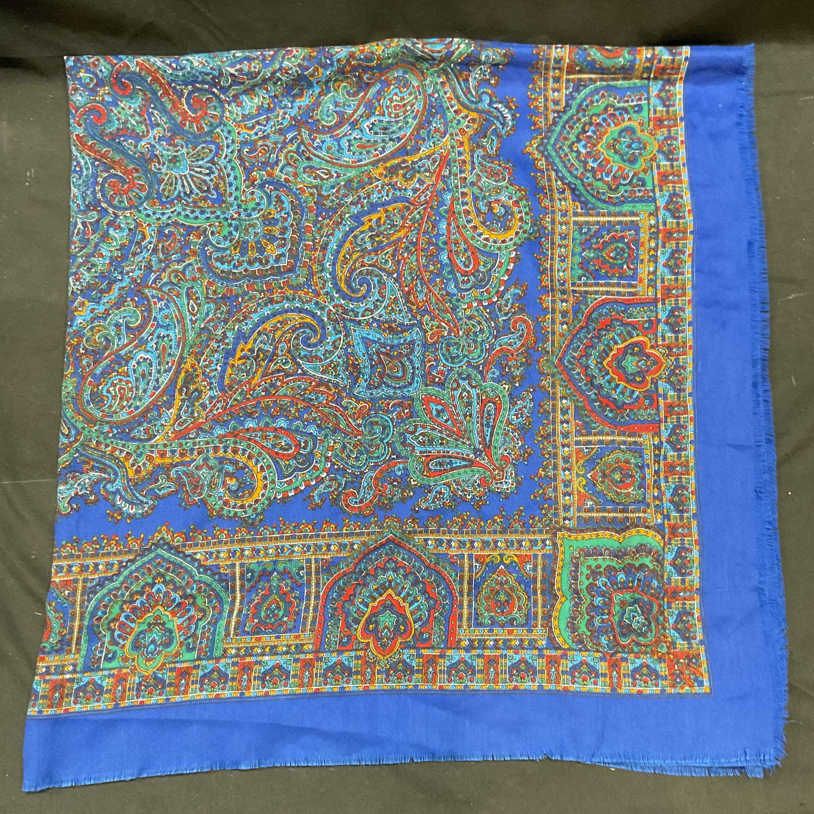 Blue Multicolor Paisley Print Scarf (1 of 6)