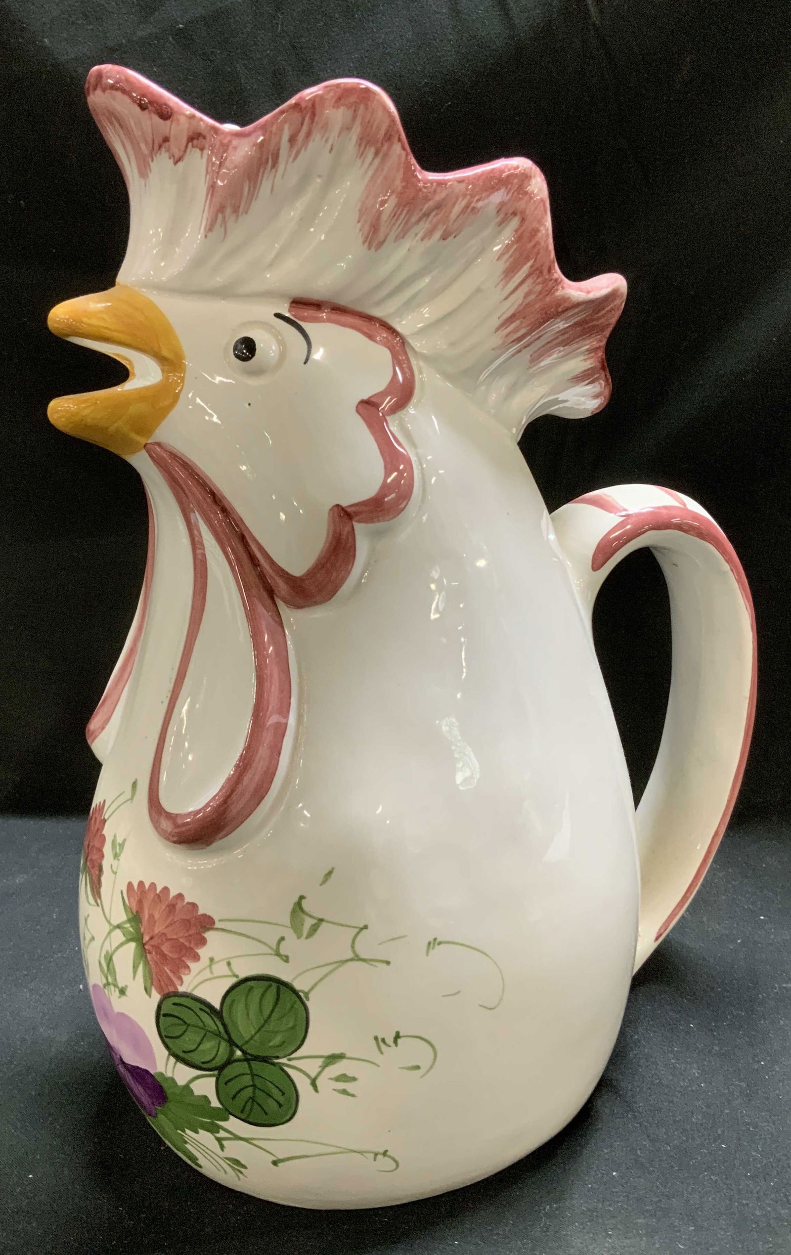 Vntg Hand Made Ceramic Rooster Pitcher (1 of 7)