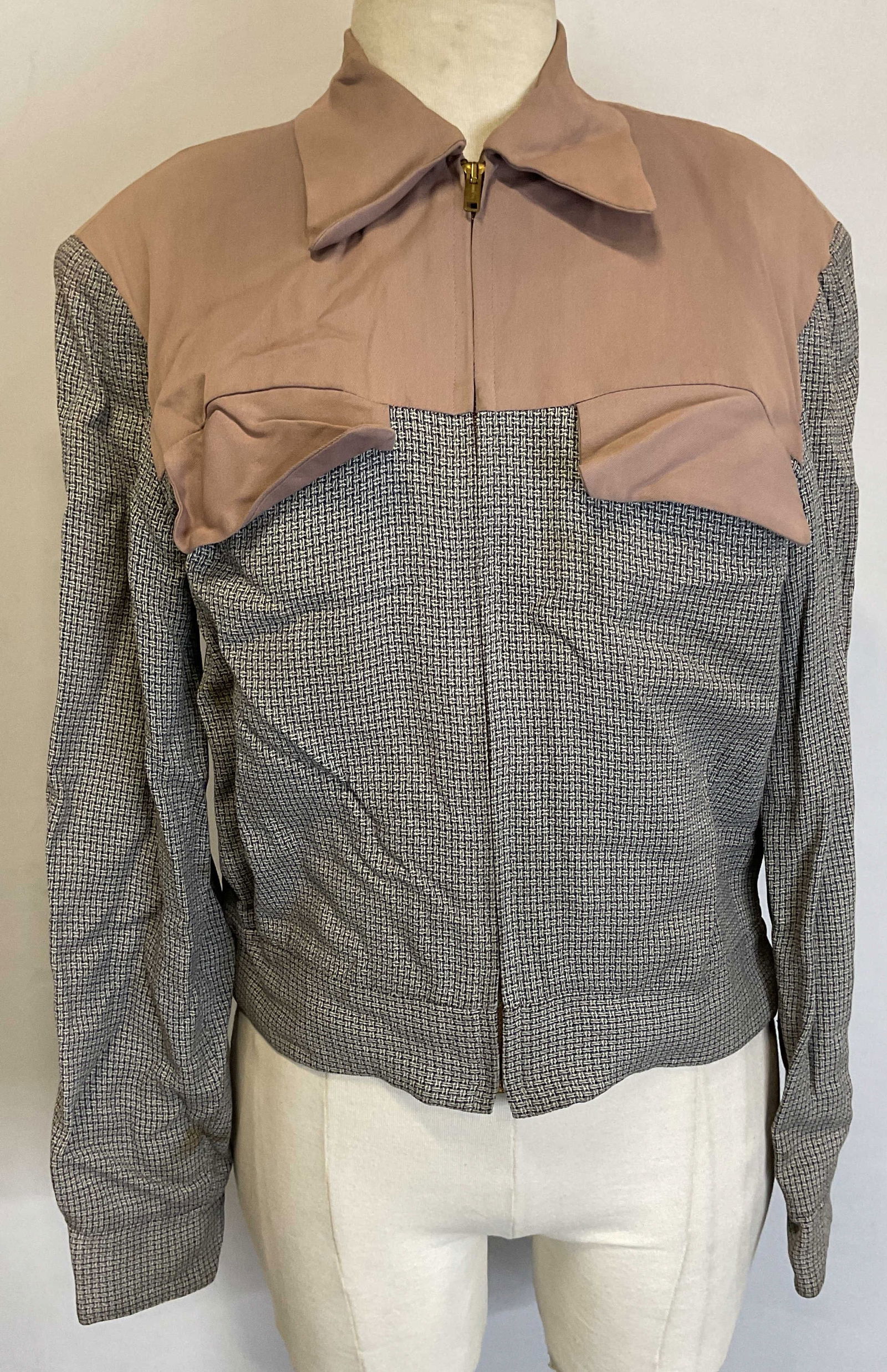 Vtg Sears Roebuck Co Black Pink Zippered Jacket (1 of 6)