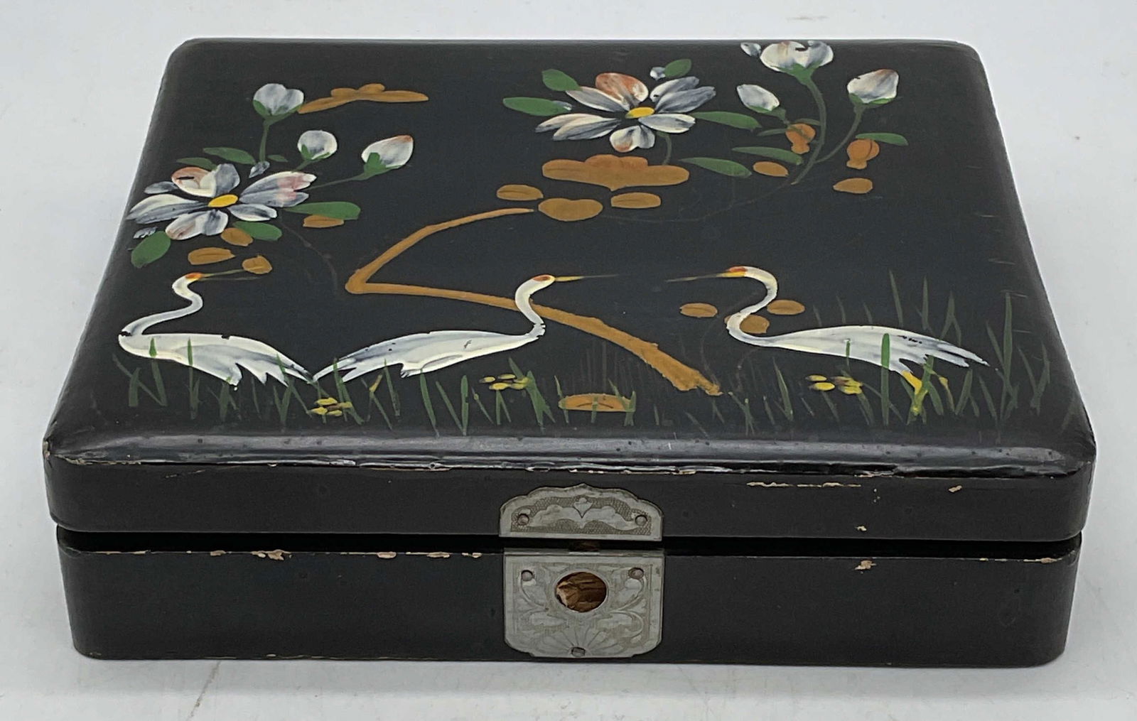 Vintage Hand Painted Asian Wood Jewelry Box (1 of 6)