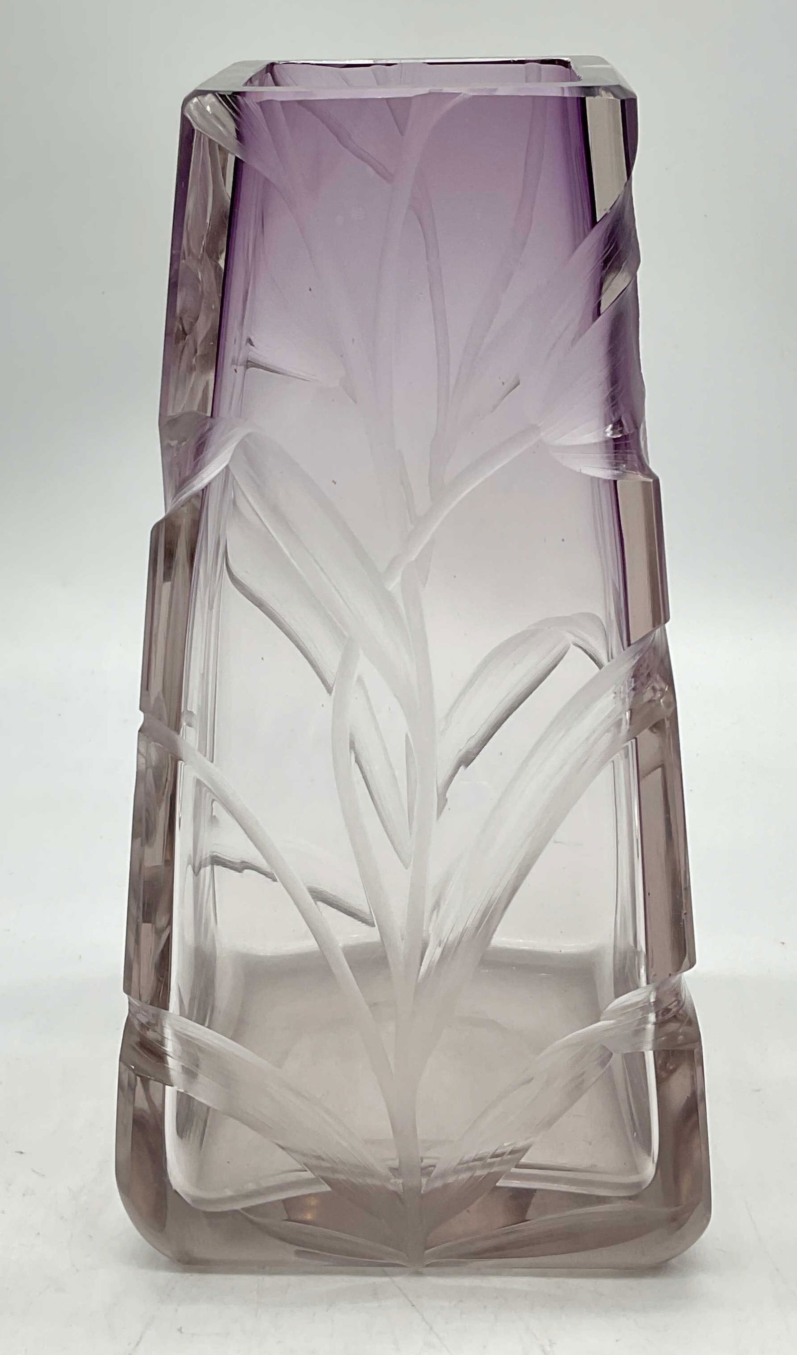 Amethyst Cut Art Glass Floral Vase (1 of 6)