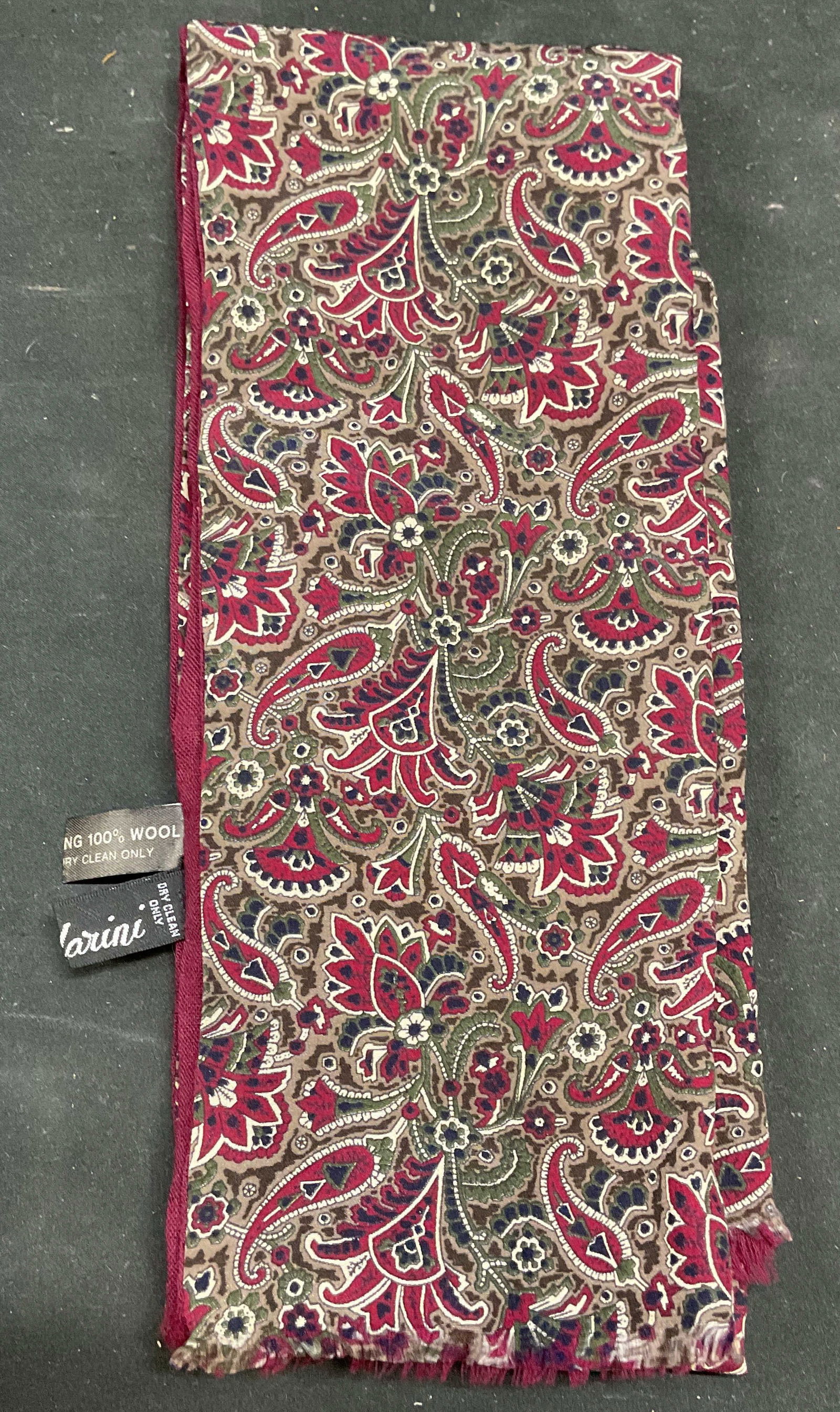 SALDARINI Silk Wool Paisley Scarf, Italy (1 of 6)