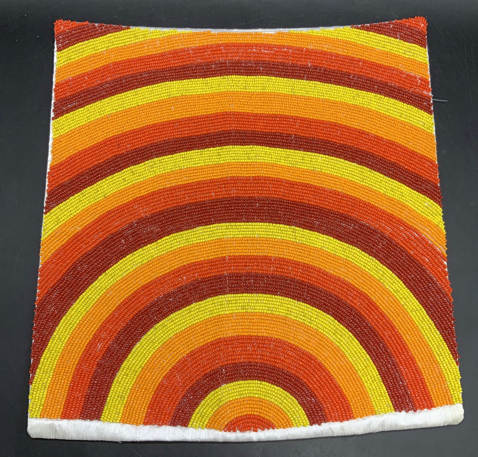 Vintage Handmade Seed Beaded Throw Pillow Case (1 of 9)