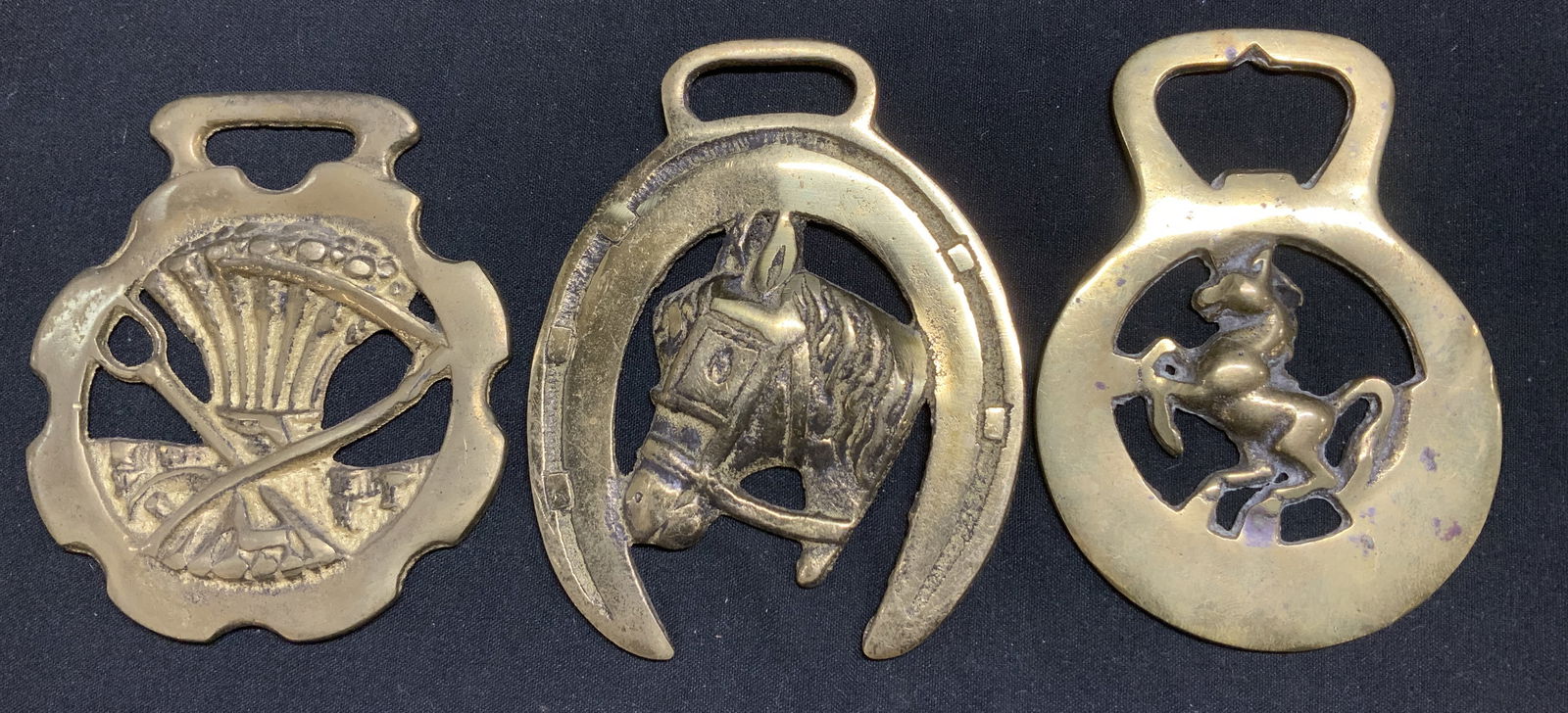 Lot 3 Vntg Assorted Horse Brass Medallions ENGLAND (1 of 8)