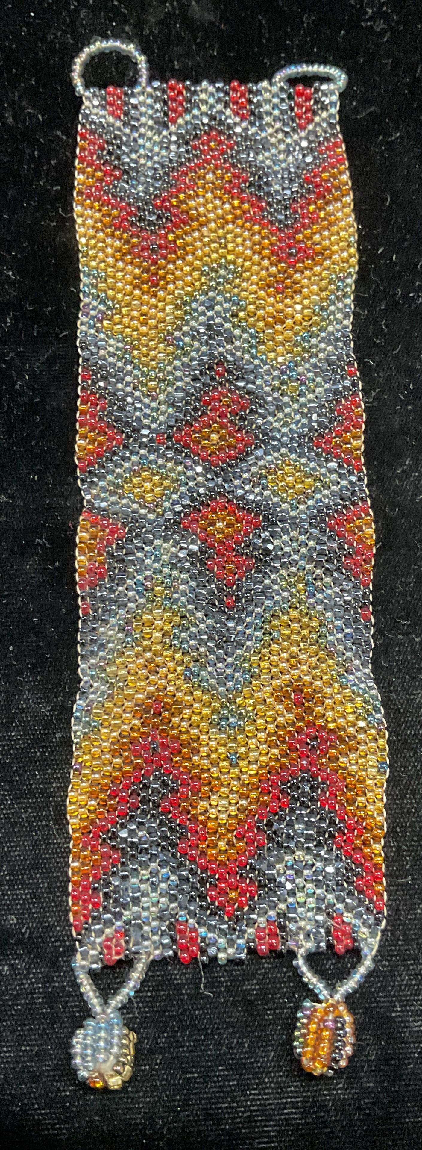 Vtg Handmade Beaded Mesh Wide Bracelet (1 of 6)