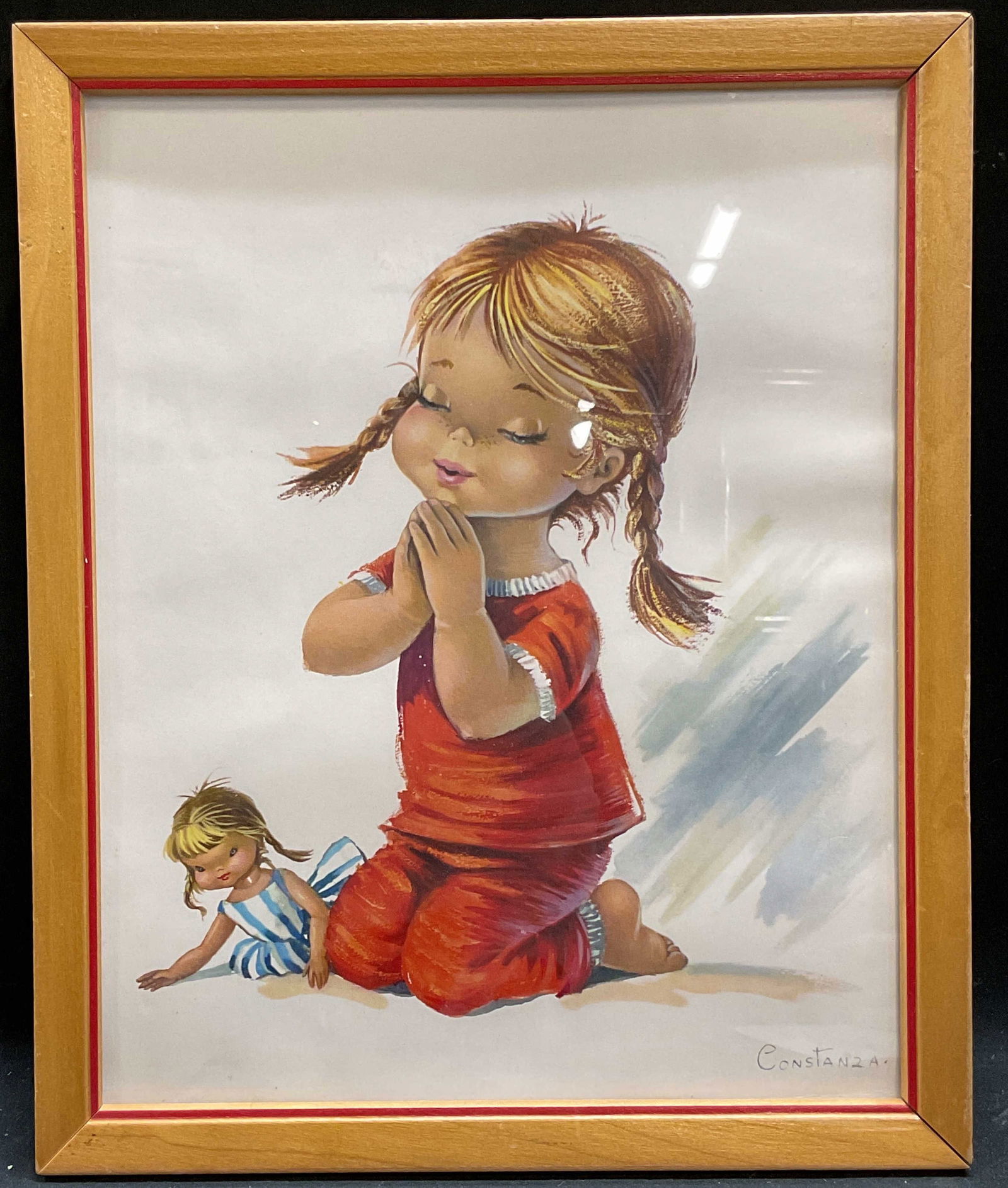 Framed Constanza Girl Praying Lithograph (1 of 6)