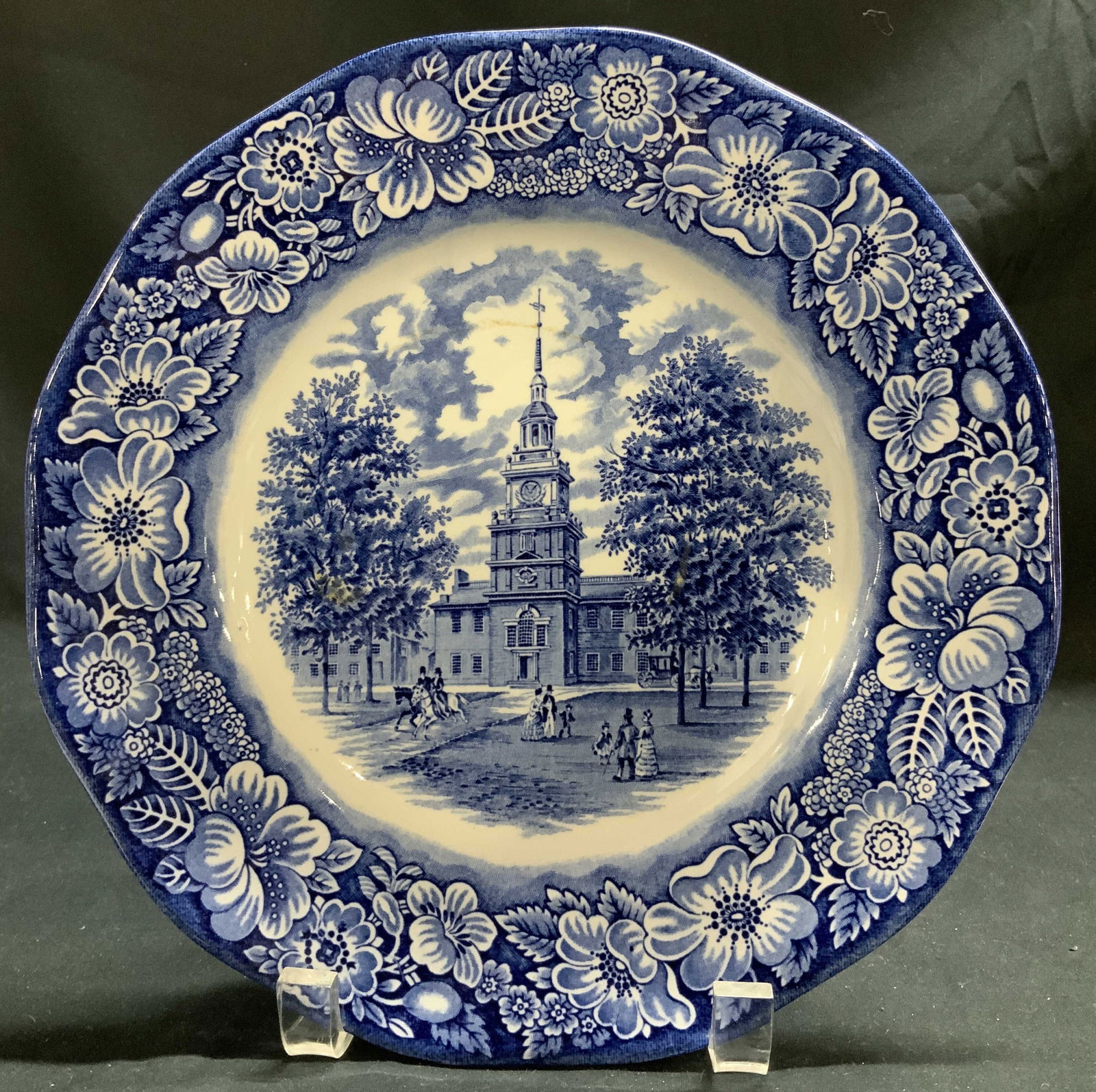 Liberty Blue Staffordshire Independence Hall Plate (1 of 7)