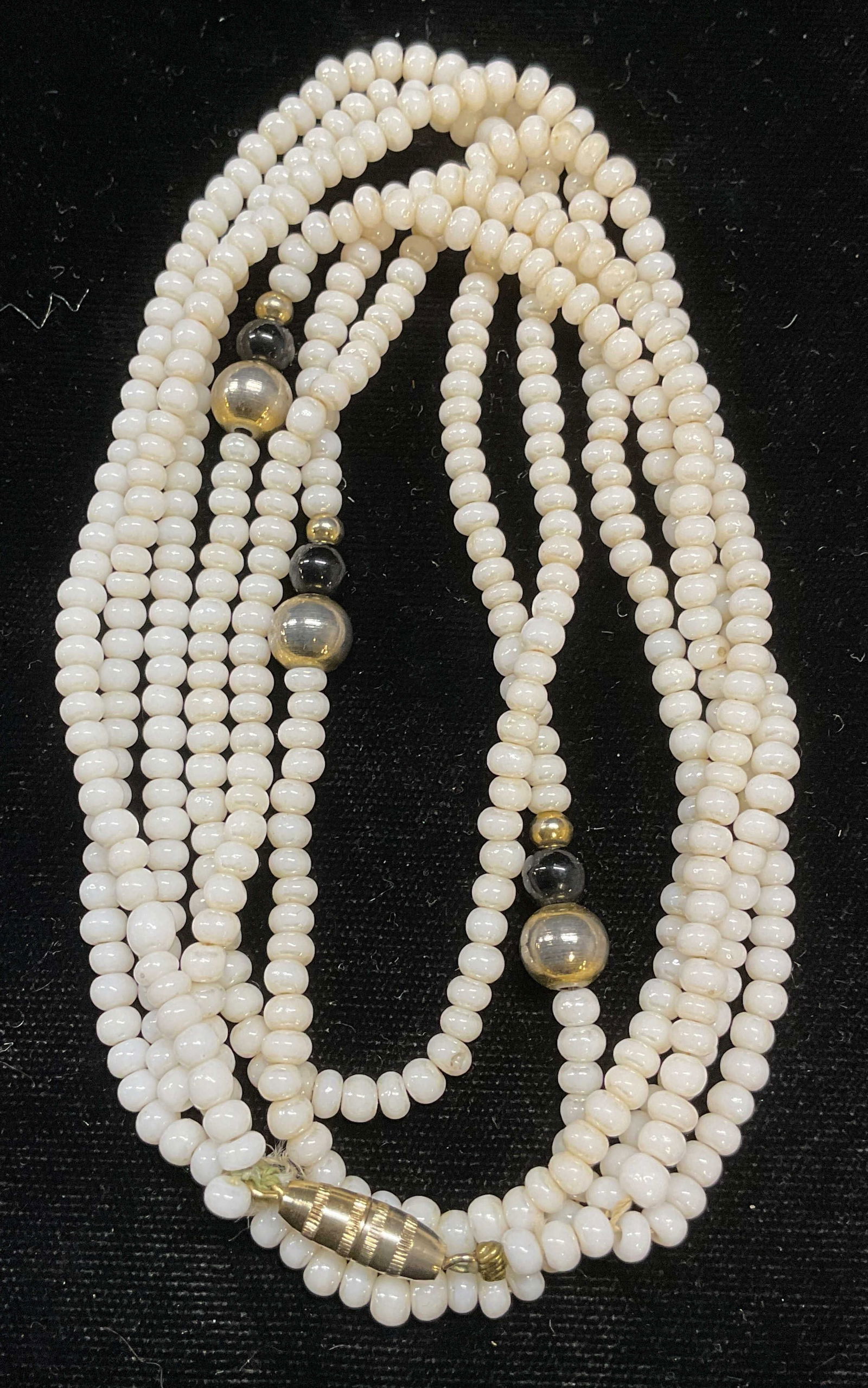Vintage Faux Pearl Gold Tone Beaded Necklace (1 of 6)