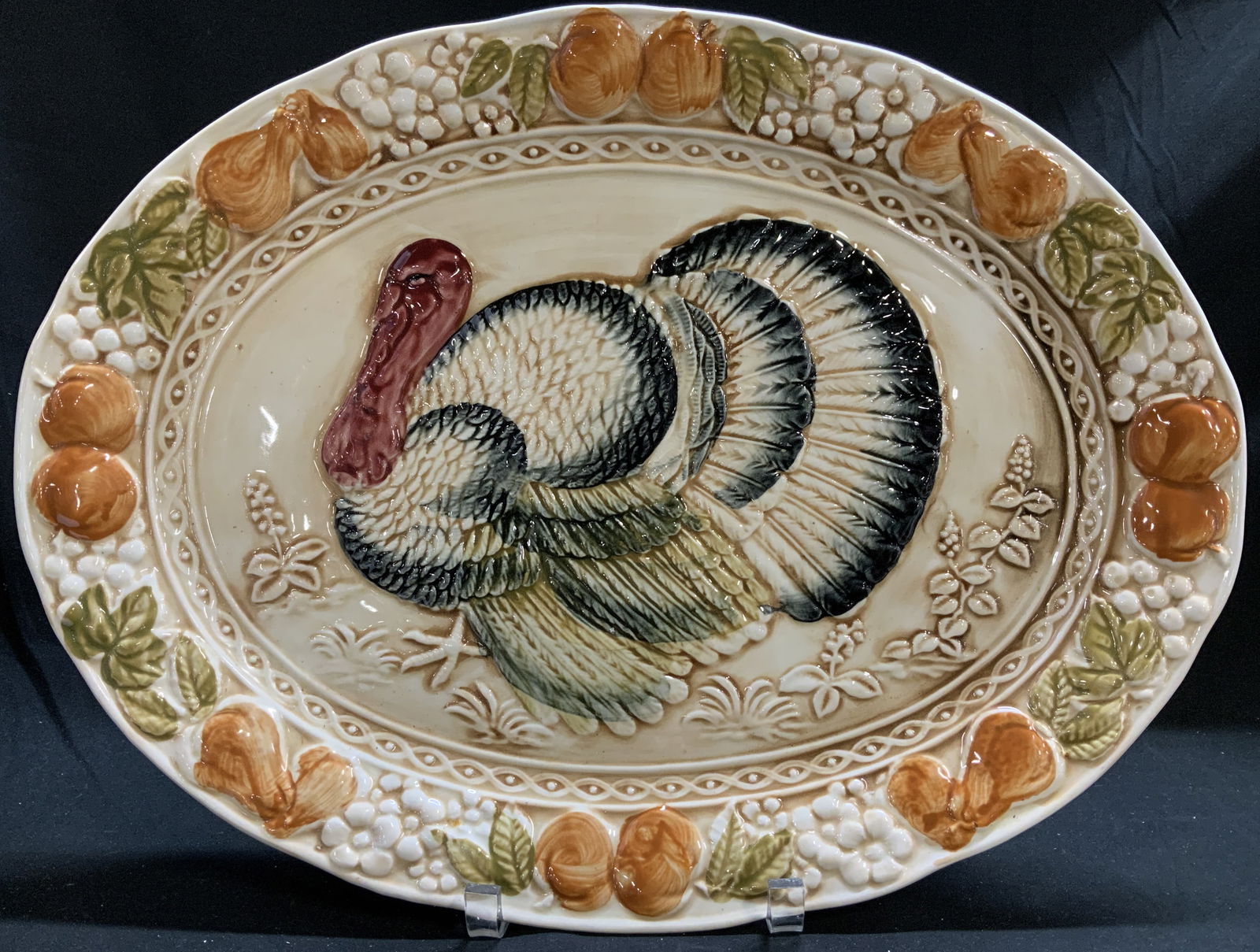 Vntg Embossed Turkey Ceramic Platter CALDOR JAPAN (1 of 6)
