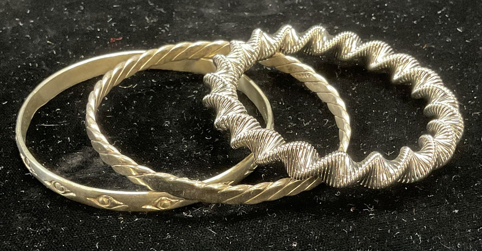 Lot 3 Sterling Silver Bangles, Mexico + (1 of 7)