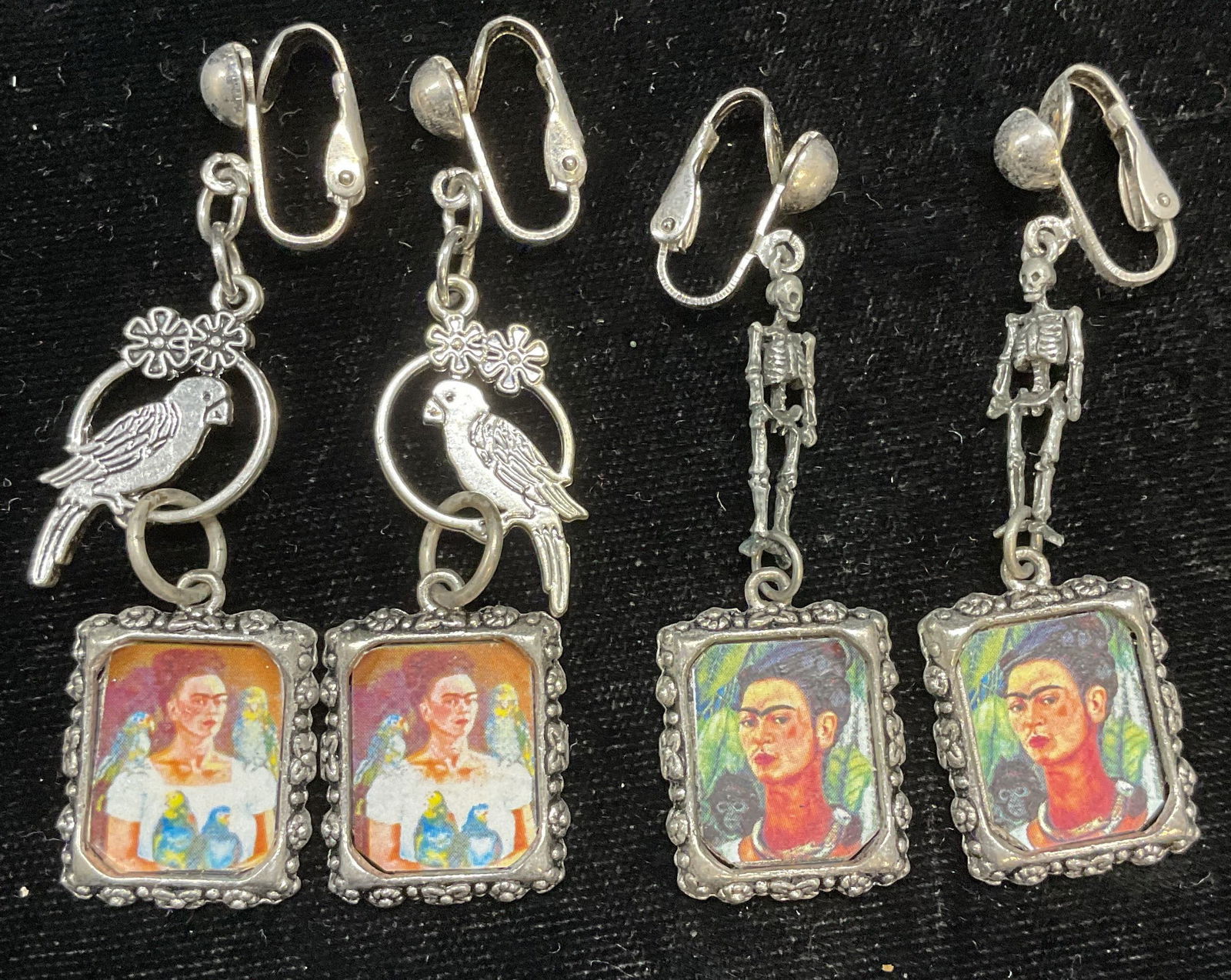Lot 2 Vintage Frida Kahlo Dangle Earrings (1 of 6)